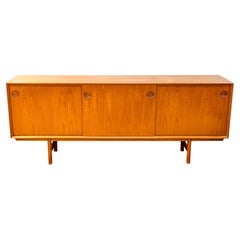 Danish Mid Century Modern 1960s Teak Wood Sliding Door Credenza