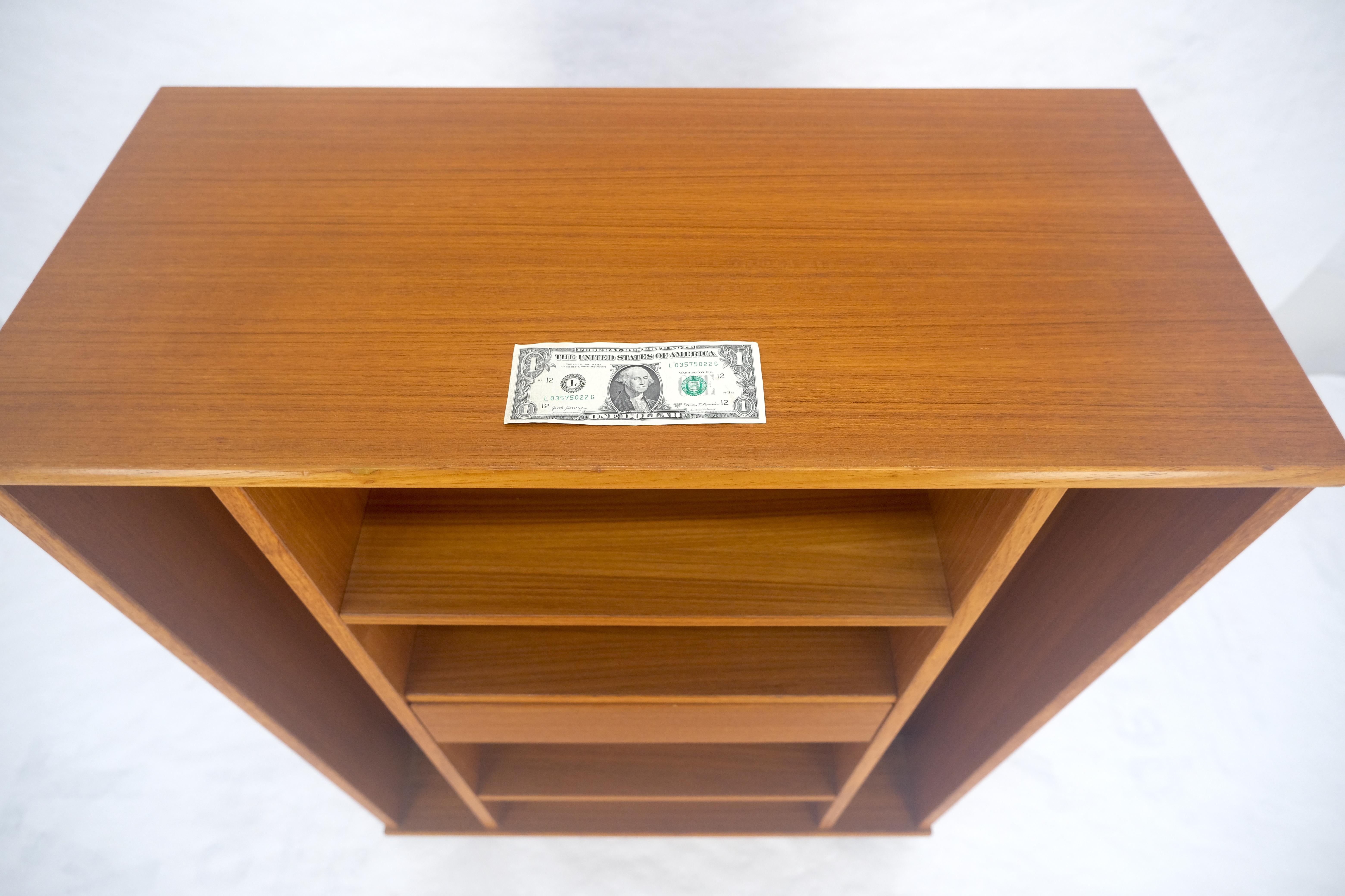 Danish Mid Century Modern 1970s Teak Bookcase Entertainment Center on Wheels For Sale 5