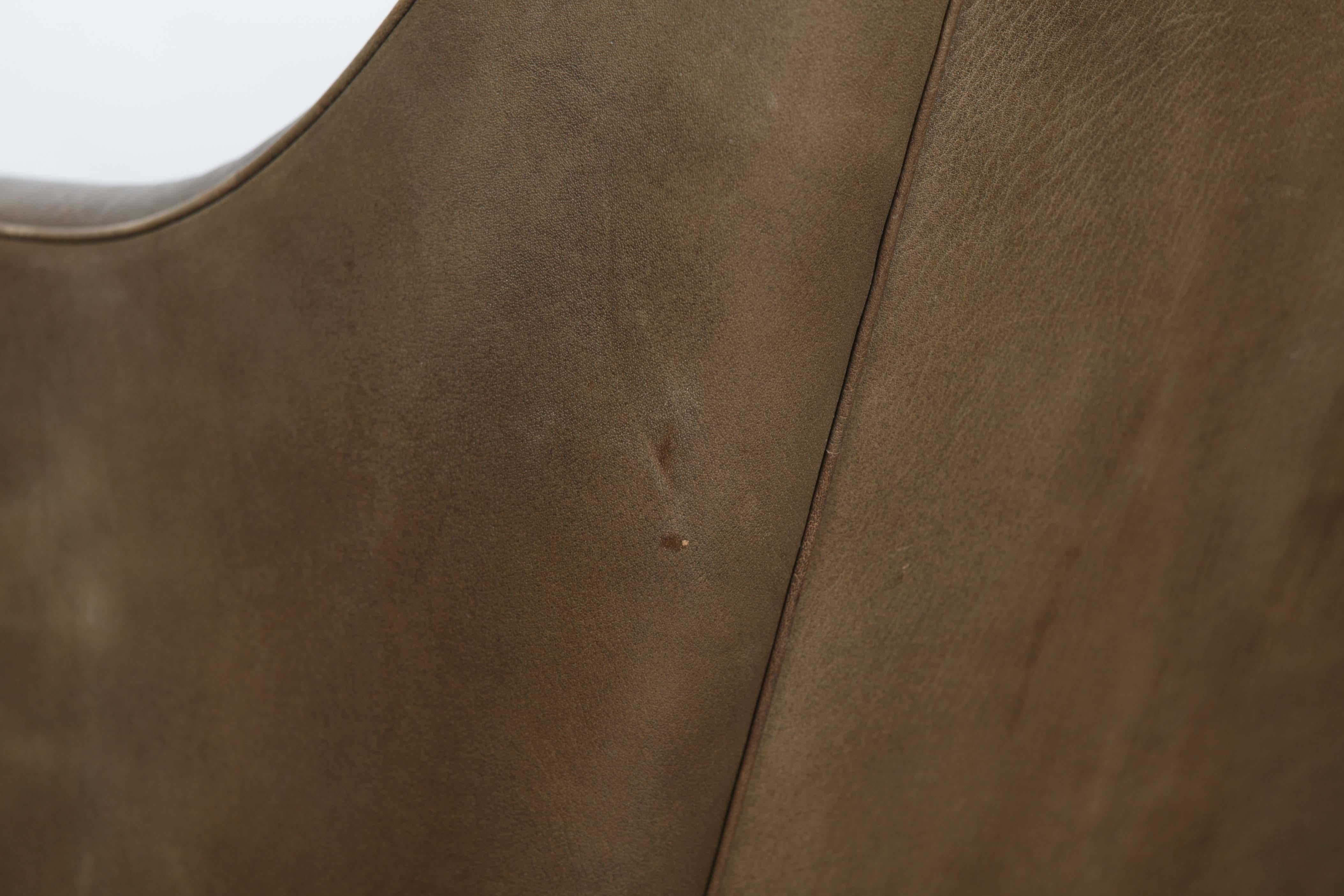 Danish Mid-Century Modern 2-Seat Brown Leather Sofa 6