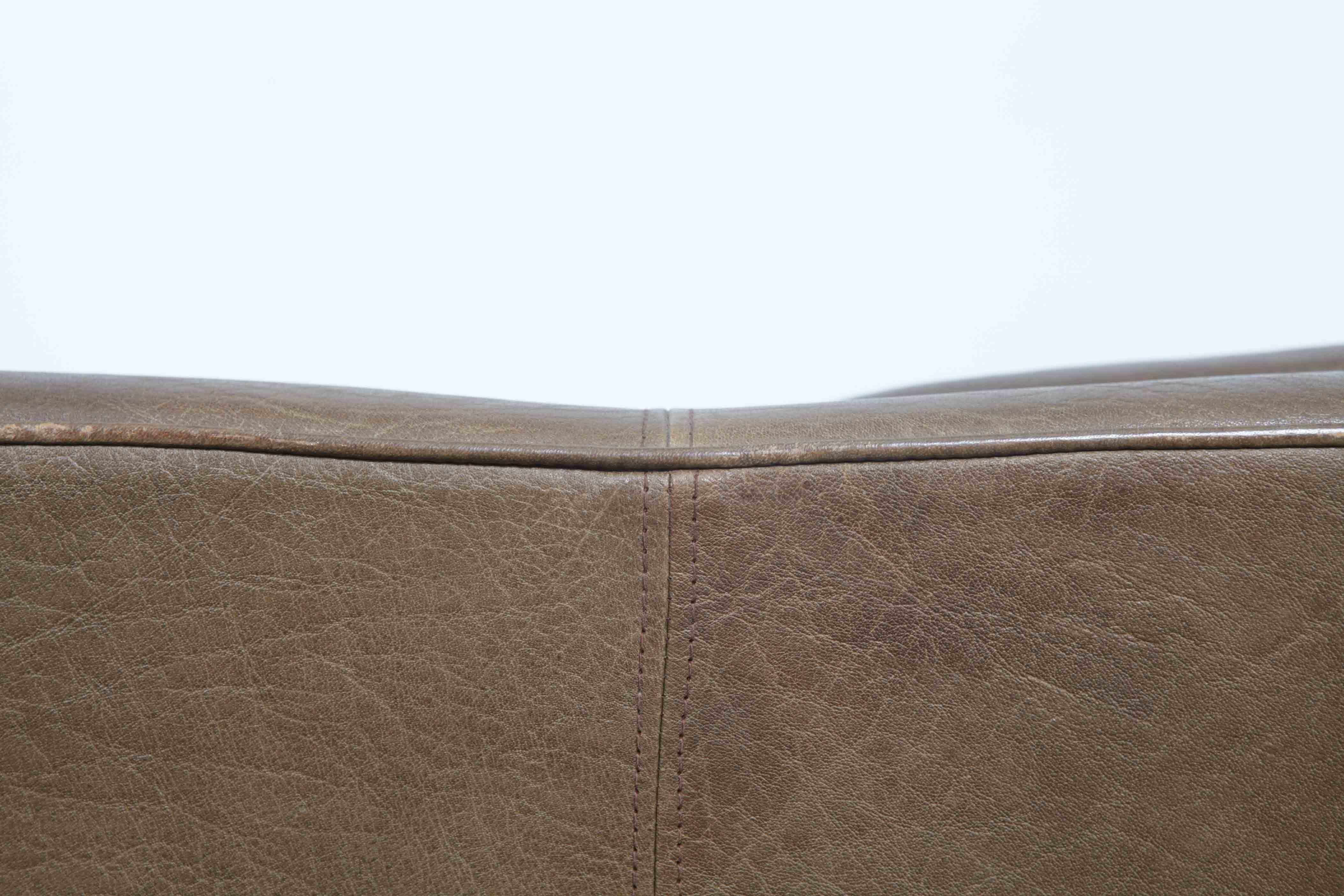 Danish Mid-Century Modern 2-Seat Brown Leather Sofa 9