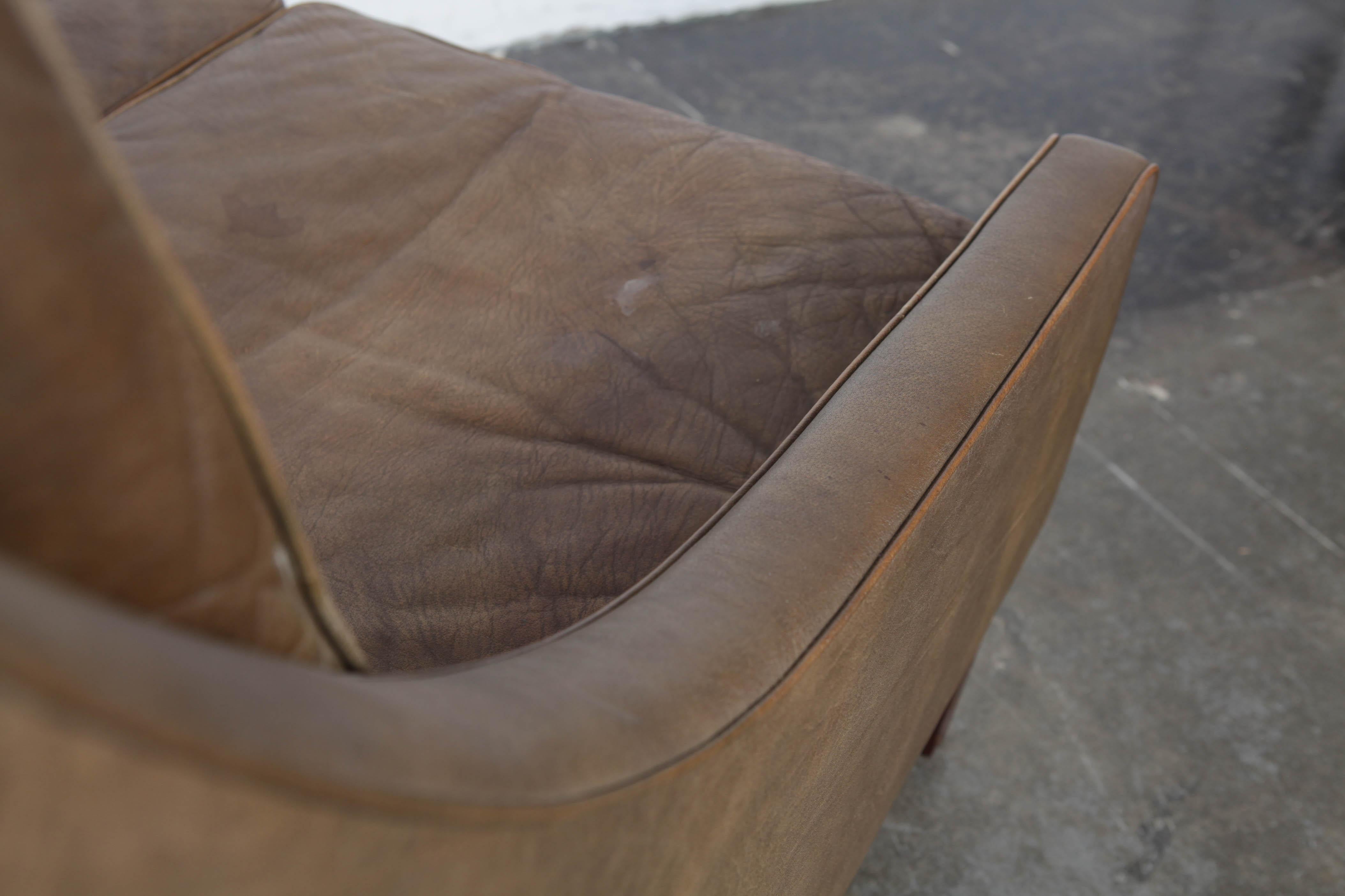Danish Mid-Century Modern 2-Seat Brown Leather Sofa 11
