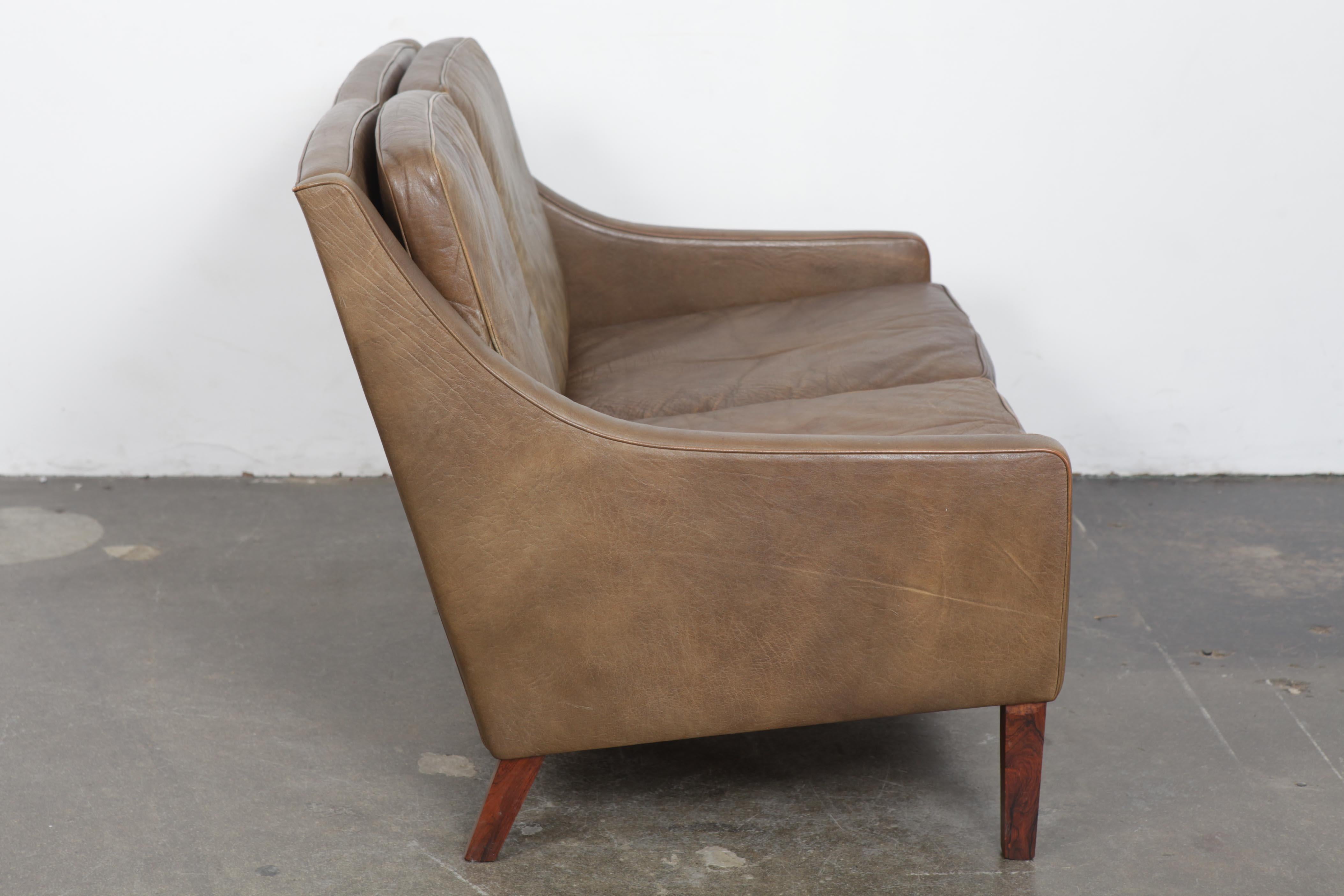 mid century modern brown leather sofa