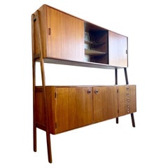 Danish Mid Century Modern 2-Tier Credenza or Sideboard Bar