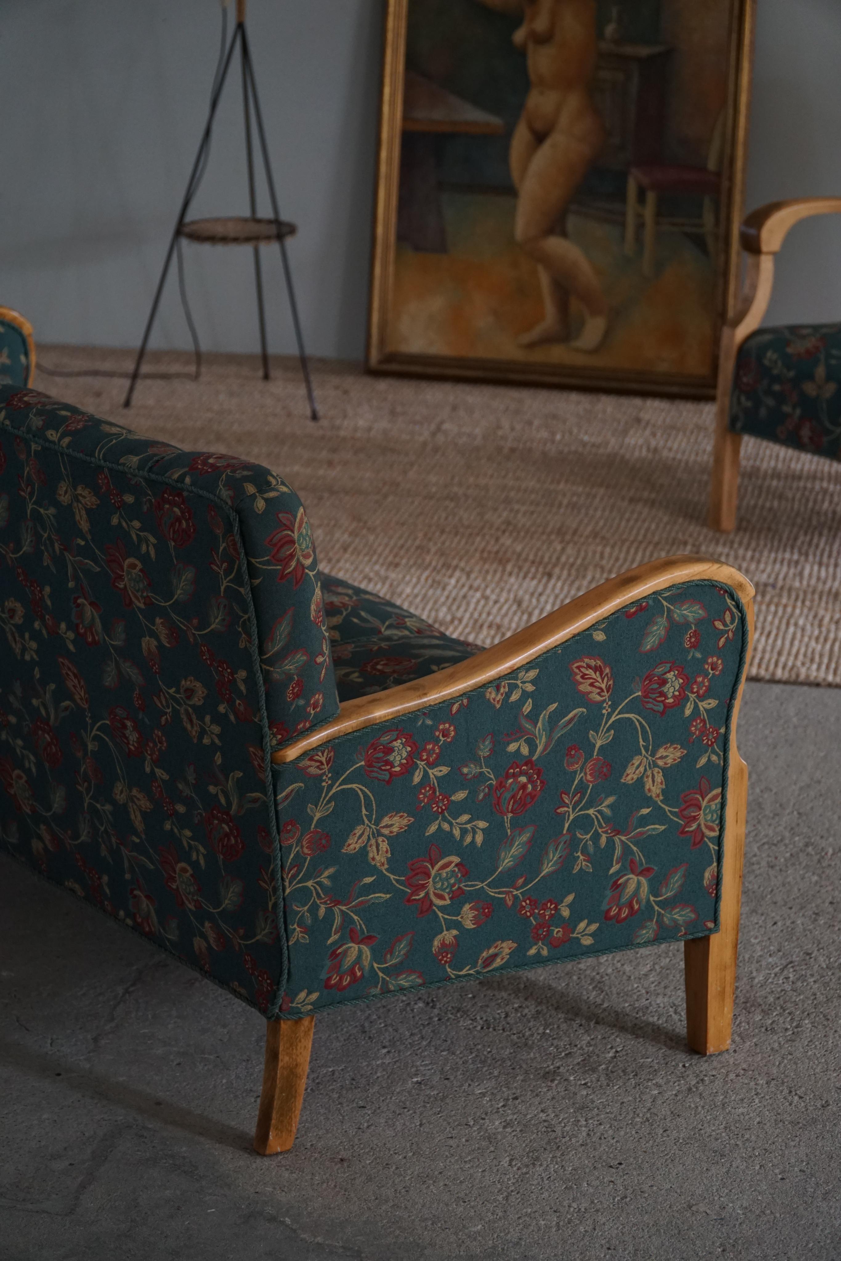 Dänisches Mid-Century-Modern-Sofa mit 3 Sitzen aus Buche und Original-Stoff, 1960er Jahre im Angebot 4