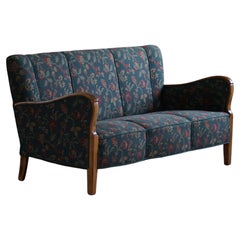Danish Mid Century Modern, 3-Seater Sofa in Beech and Original Fabric, 1960s