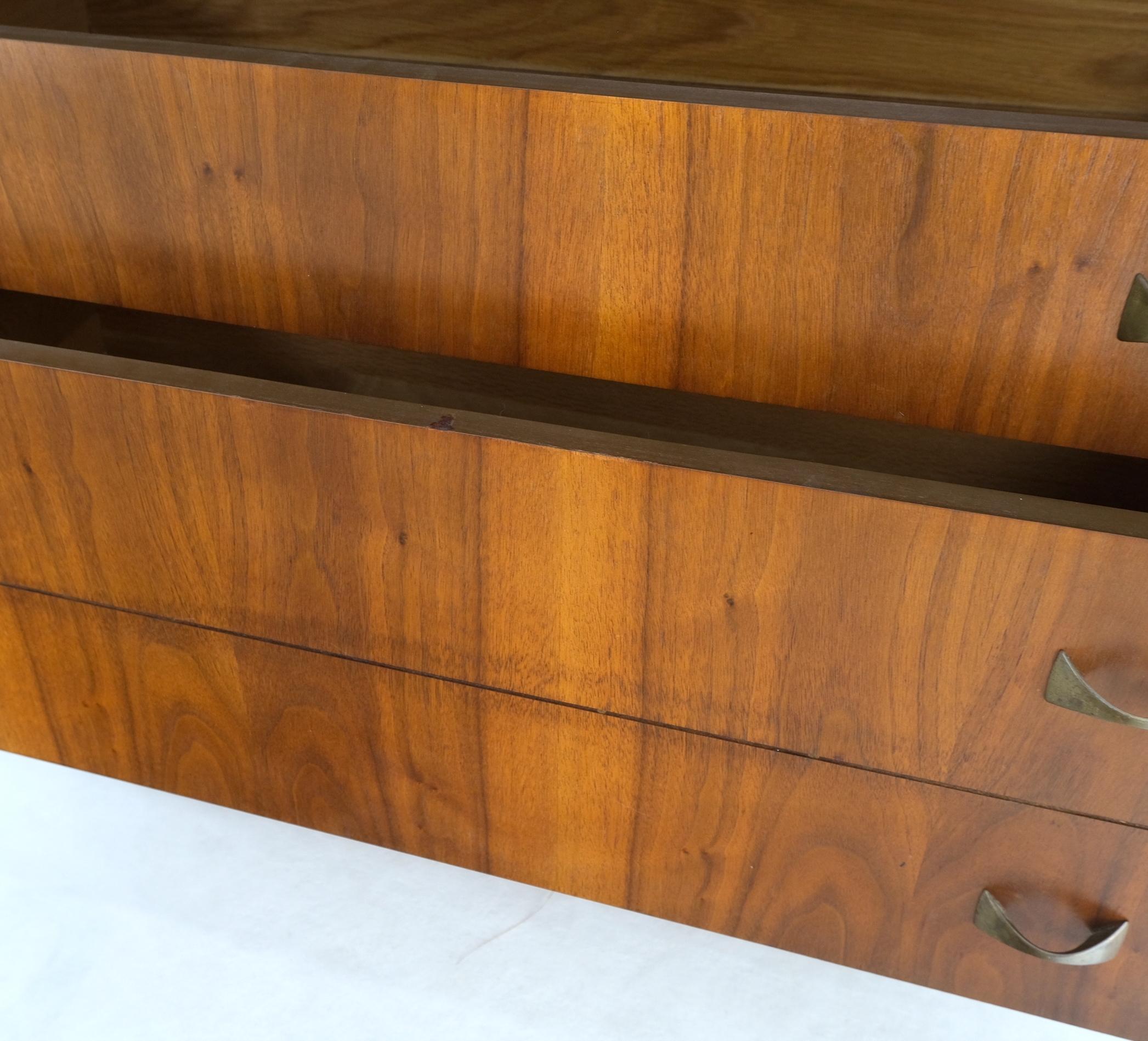Lacquered Danish Mid-Century Modern 5 Drawers High Chest Dresser Bow Tie Pulls Dowel Leg For Sale