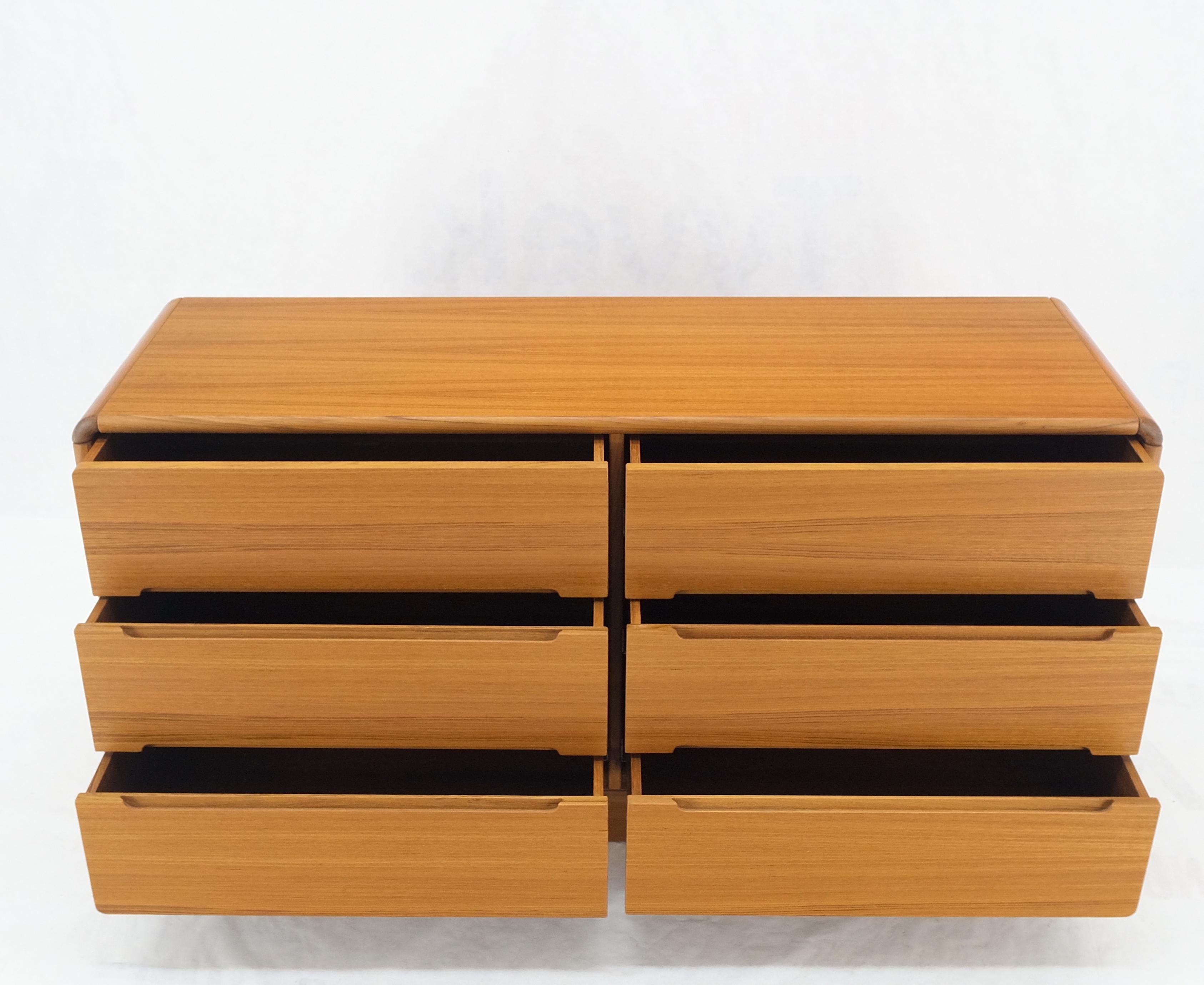 Danish Mid-Century Modern 6 Drawers Compact Teak Dresser Credenza Finished Back 13