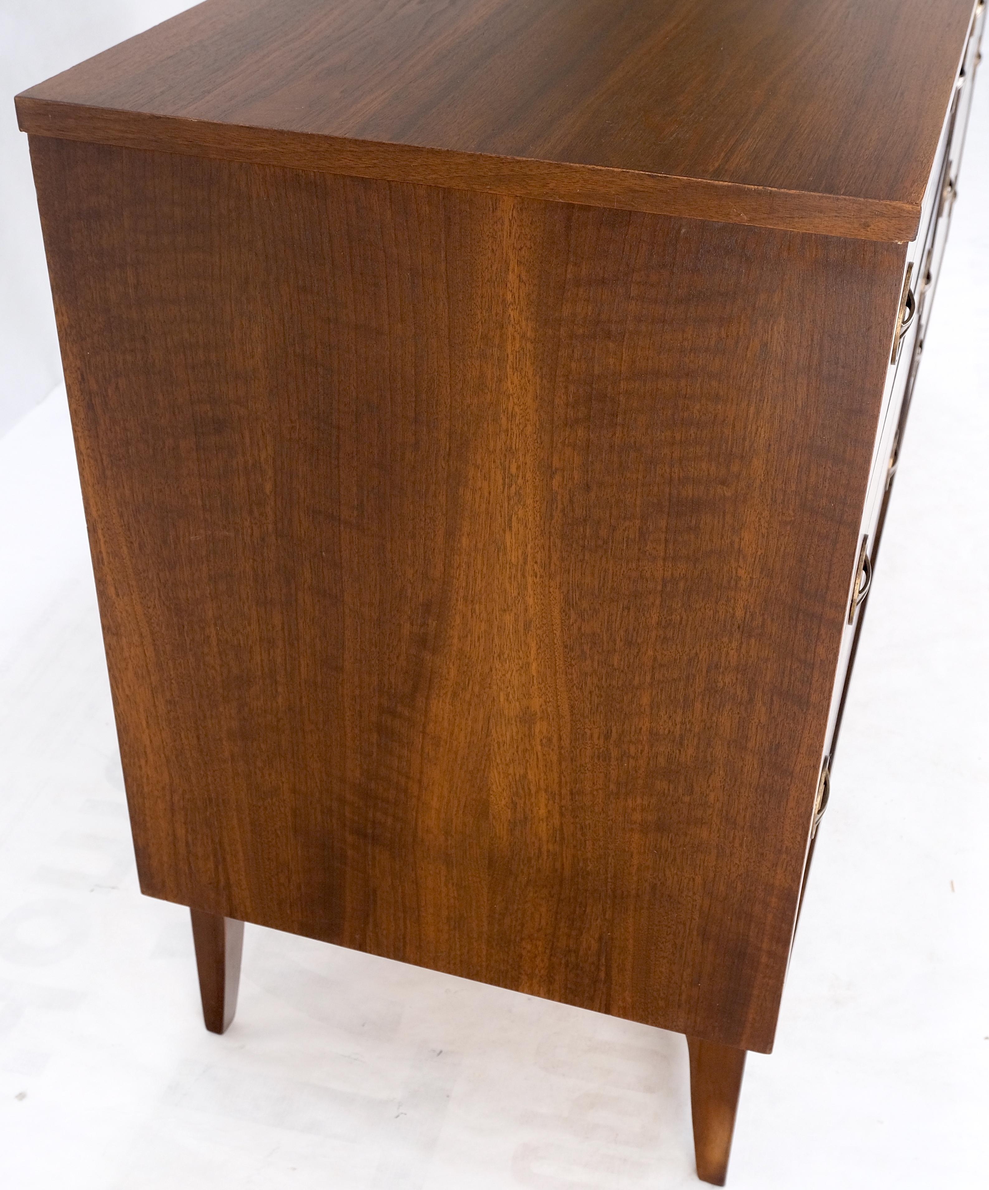 20th Century Danish Mid Century Modern 6 Drawers Walnut Double Dresser Credenza Round Pulls For Sale