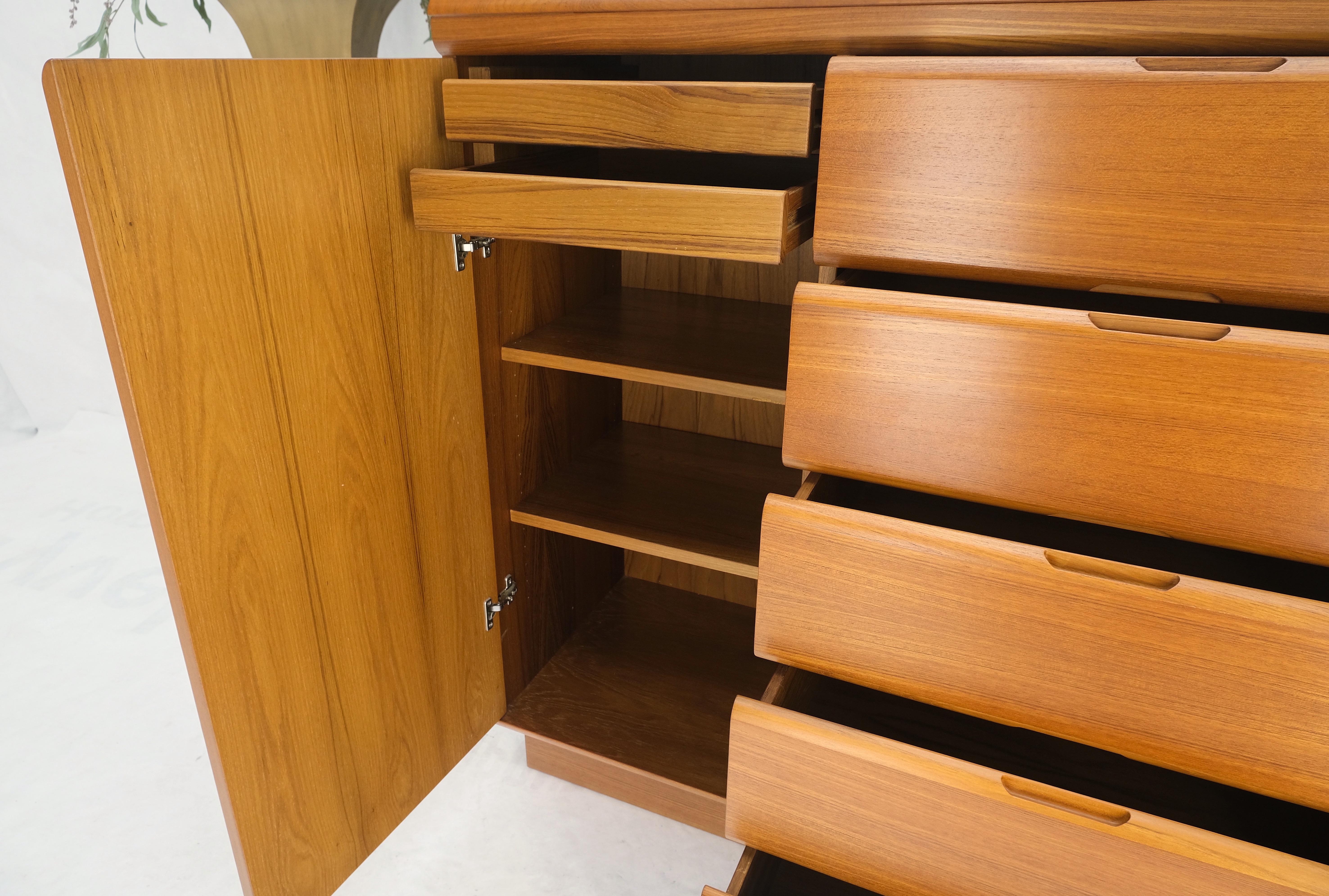 Danish Mid-Century Modern 7 Drawers High Credenza Chest Dresser Chifforobe Storage Door Compartment w/ shelves MINT!