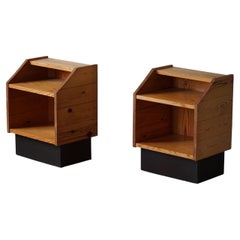 Danish Mid-Century Modern, a Pair of Brutalist Night Stands in Solid Pine, 1970s