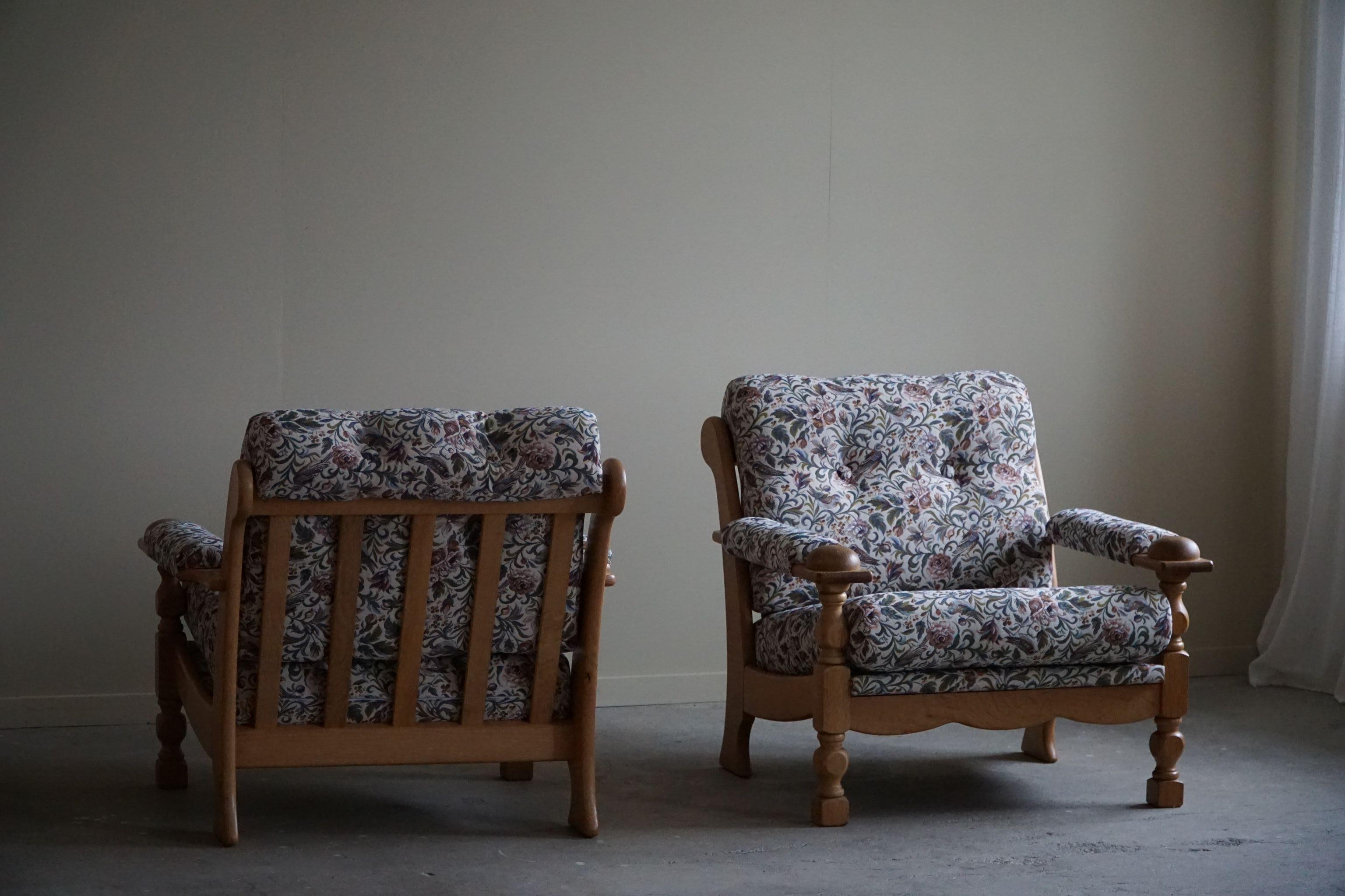 Fabric Danish Mid Century Modern, A Pair of Lounge Chairs, Henning Kjærnulf, 1960s For Sale