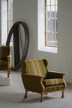 Danish Mid Century Modern, A Pair of Oak Lounge Chairs, Henning Kjærnulf, 1960s