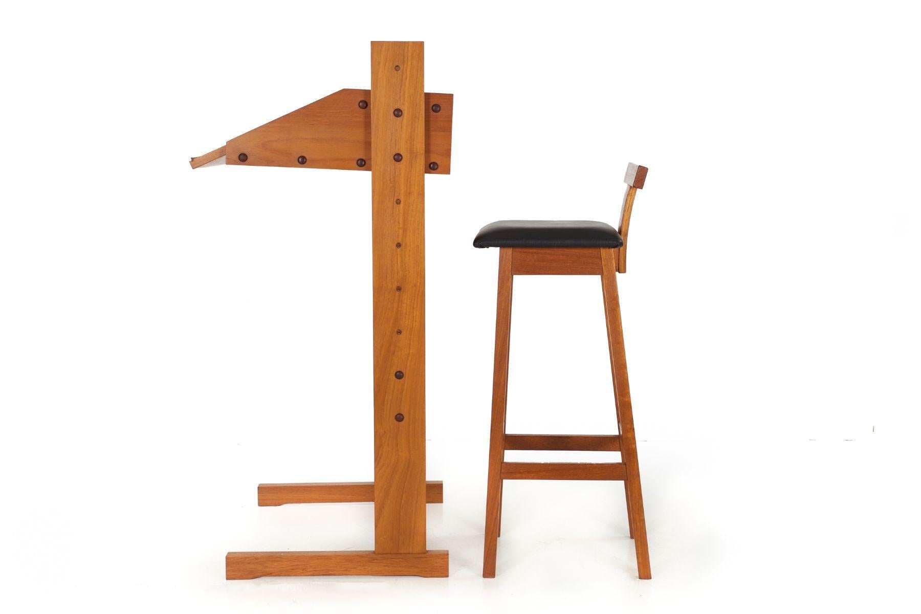 20th Century Danish Mid Century Modern Adjustable-Height Teak Desk and Chair circa 1960s For Sale