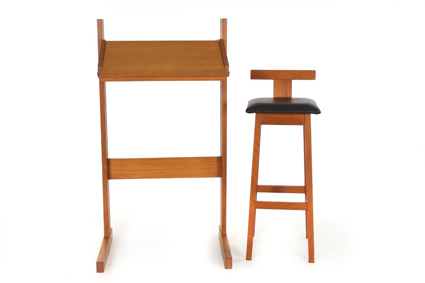 Danish Mid Century Modern Adjustable-Height Teak Desk and Chair circa 1960s For Sale 1