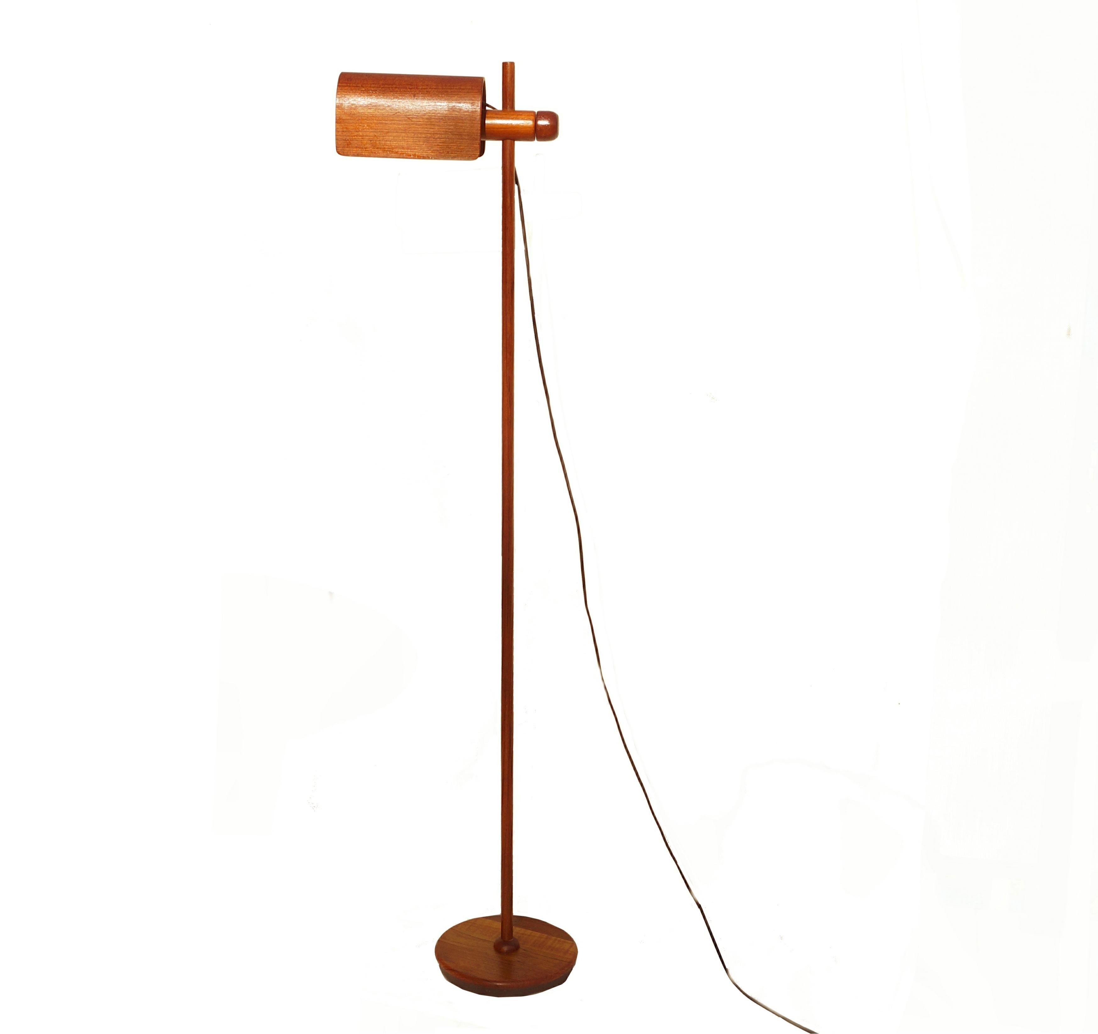 Scandinavian Modern Danish Mid-Century Modern Adjustable and Tilt Teak Floor Lamp, Denmark
