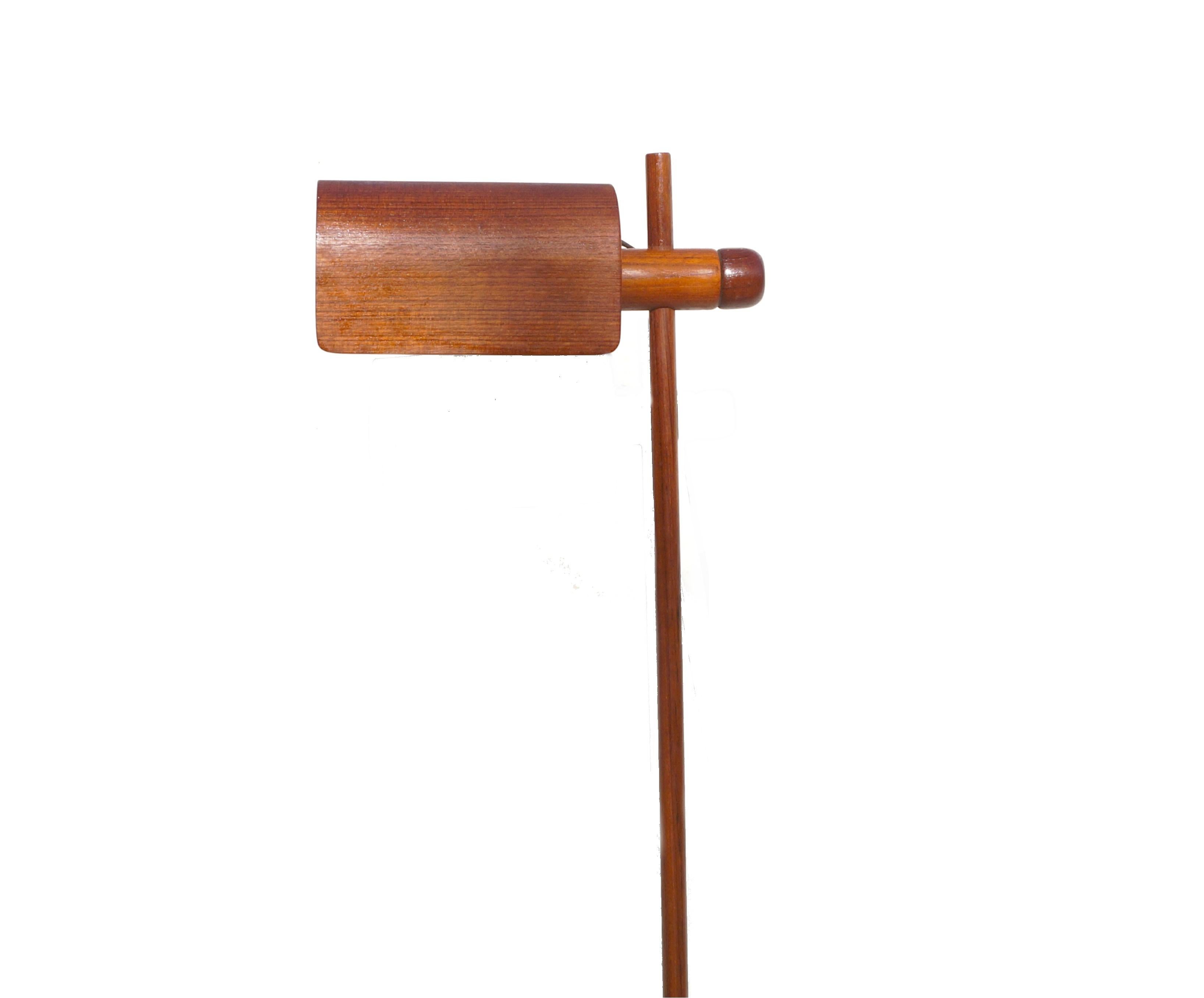 Woodwork Danish Mid-Century Modern Adjustable and Tilt Teak Floor Lamp, Denmark