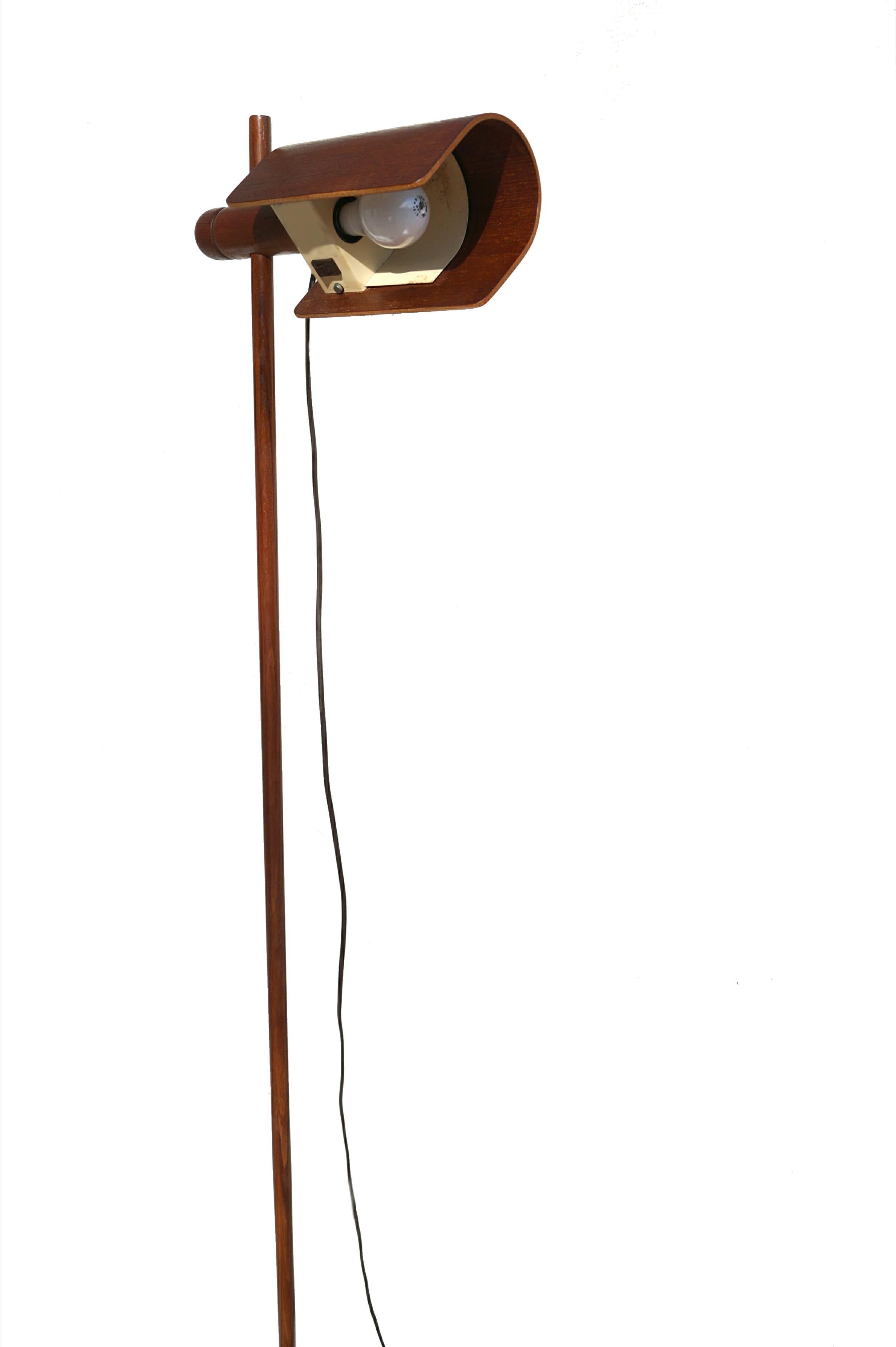 Danish Mid-Century Modern Adjustable and Tilt Teak Floor Lamp, Denmark 2