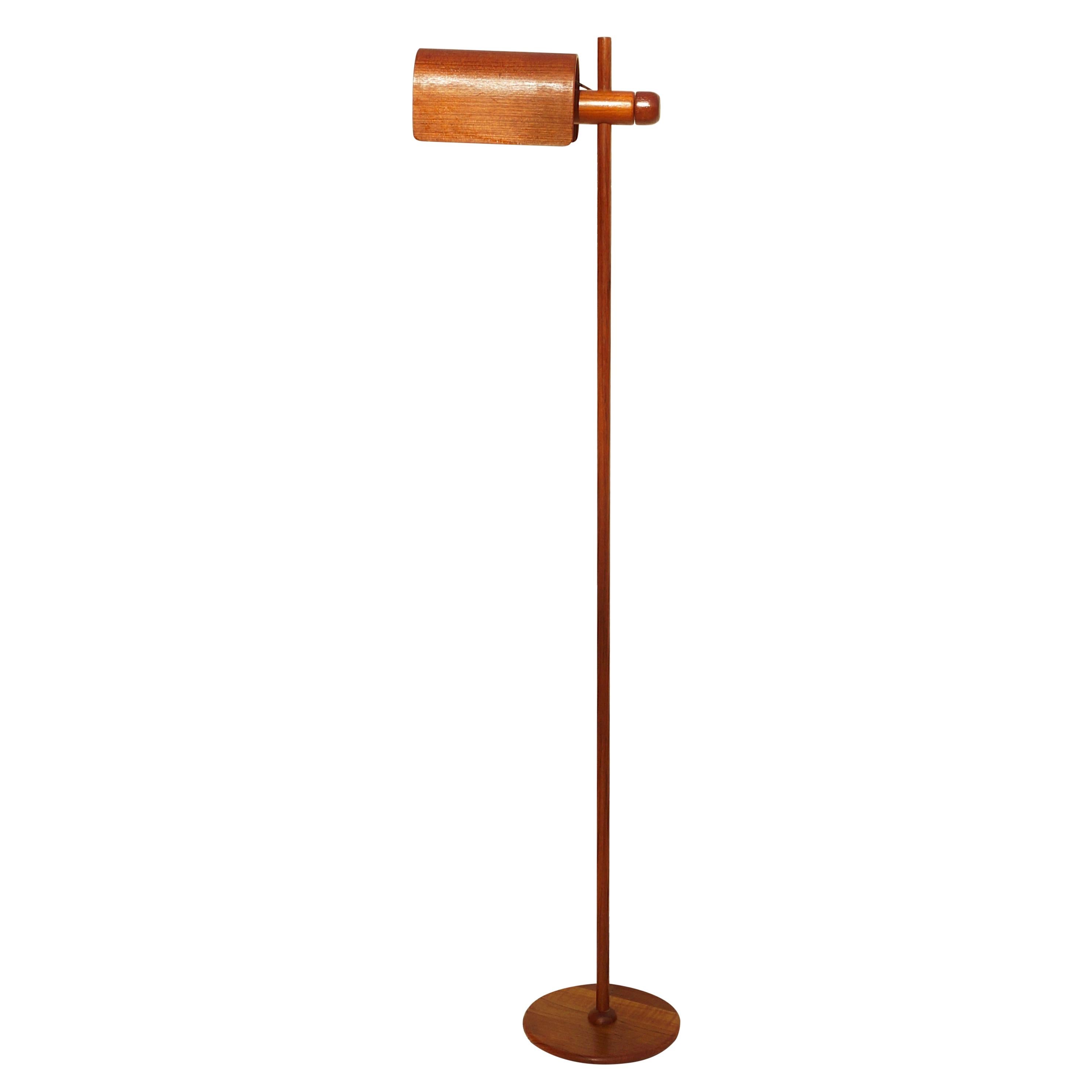 Danish Mid-Century Modern Adjustable and Tilt Teak Floor Lamp, Denmark