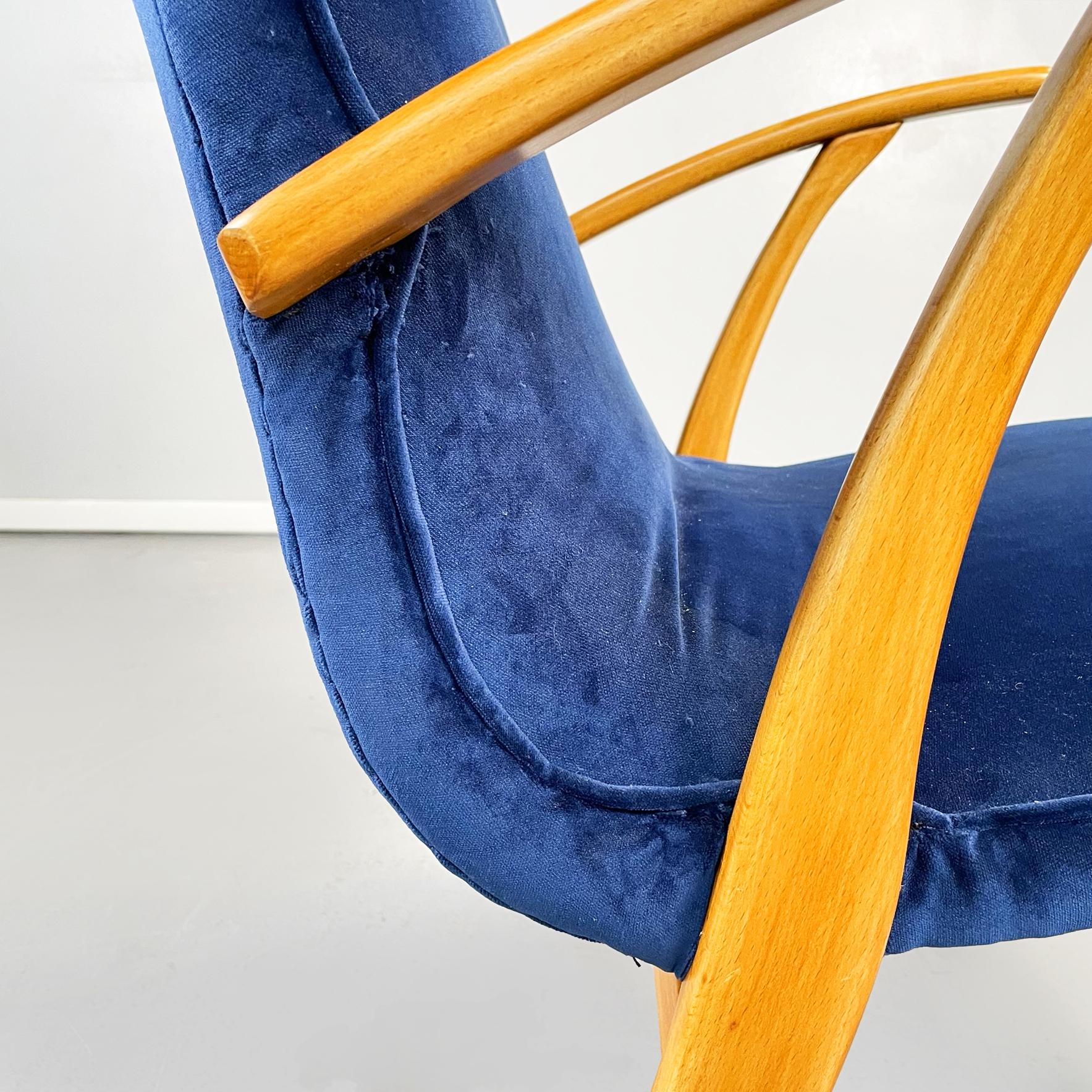 Danish Mid-Century Modern Armchair in Blue Velvet and Solid Wood, 1960s 6