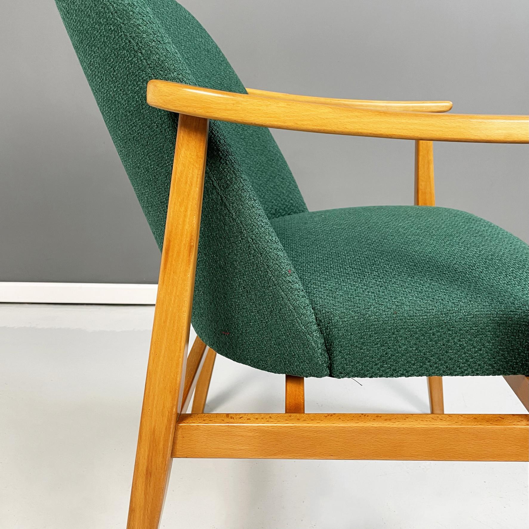 Danish Mid-Century Modern Armchairs in Forest Green Fabric and Wood, 1960s For Sale 7