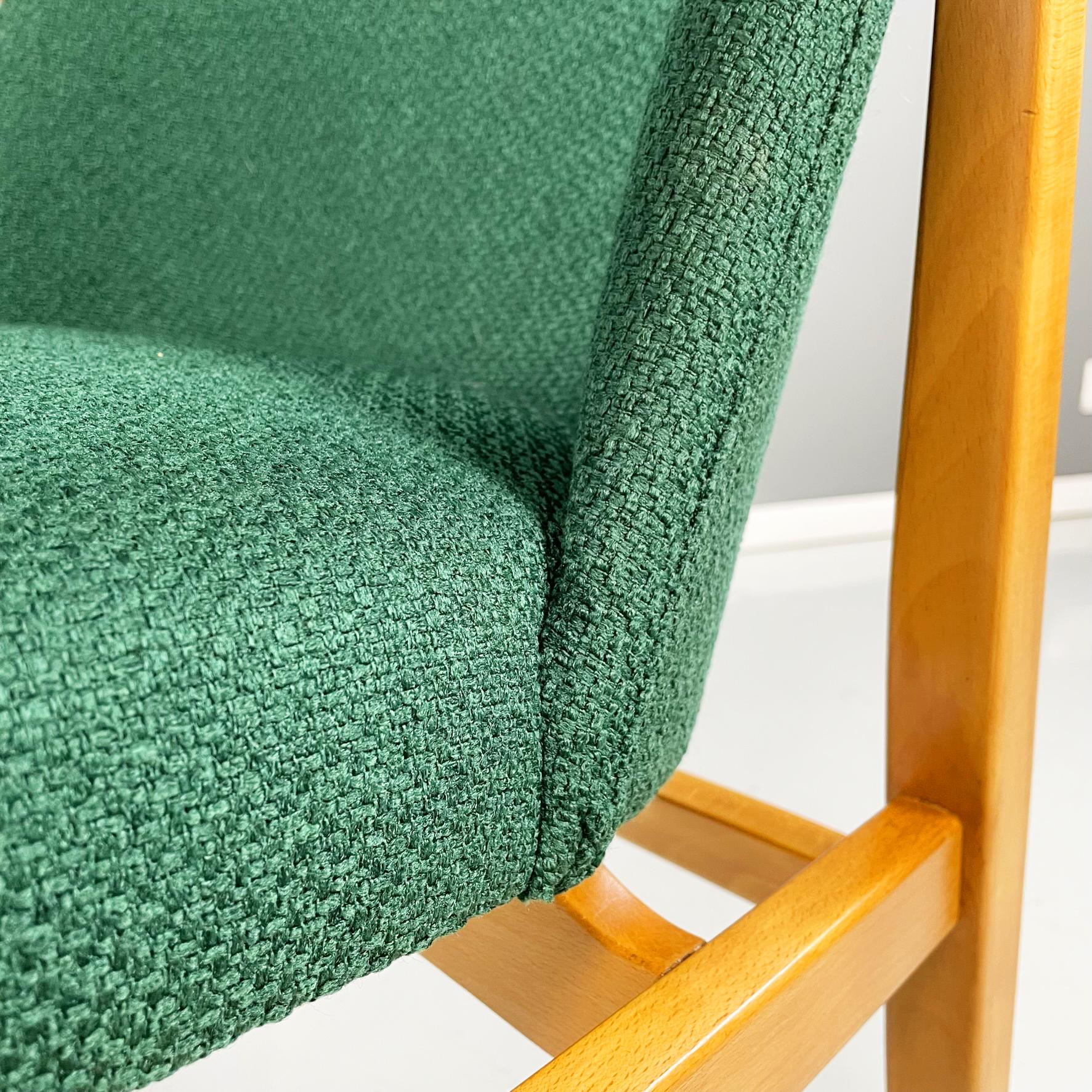 Danish Mid-Century Modern Armchairs in Forest Green Fabric and Wood, 1960s For Sale 8