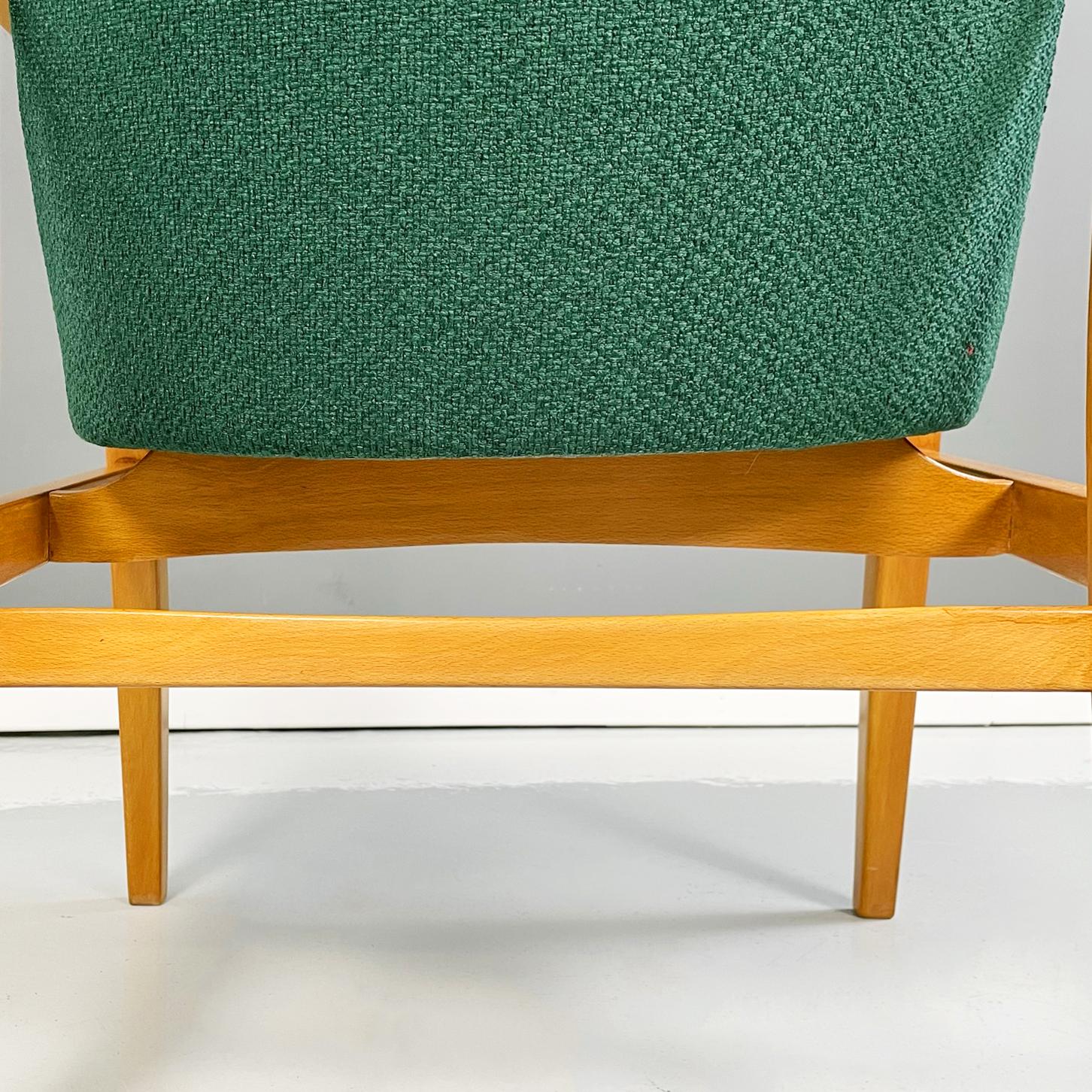 Danish Mid-Century Modern Armchairs in Forest Green Fabric and Wood, 1960s For Sale 9