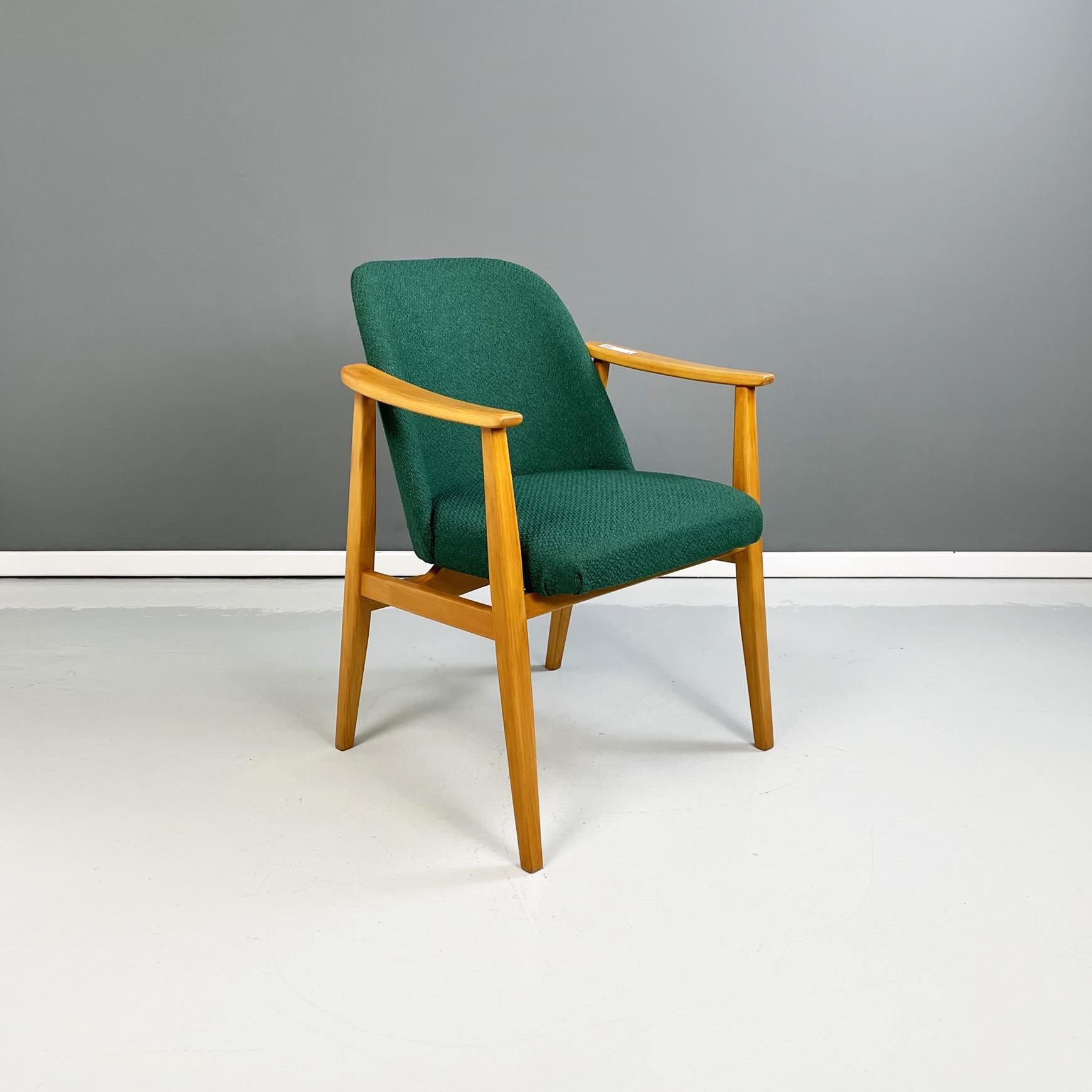 Danish Mid-Century Modern Armchairs in Forest Green Fabric and Wood, 1960s In Good Condition For Sale In MIlano, IT