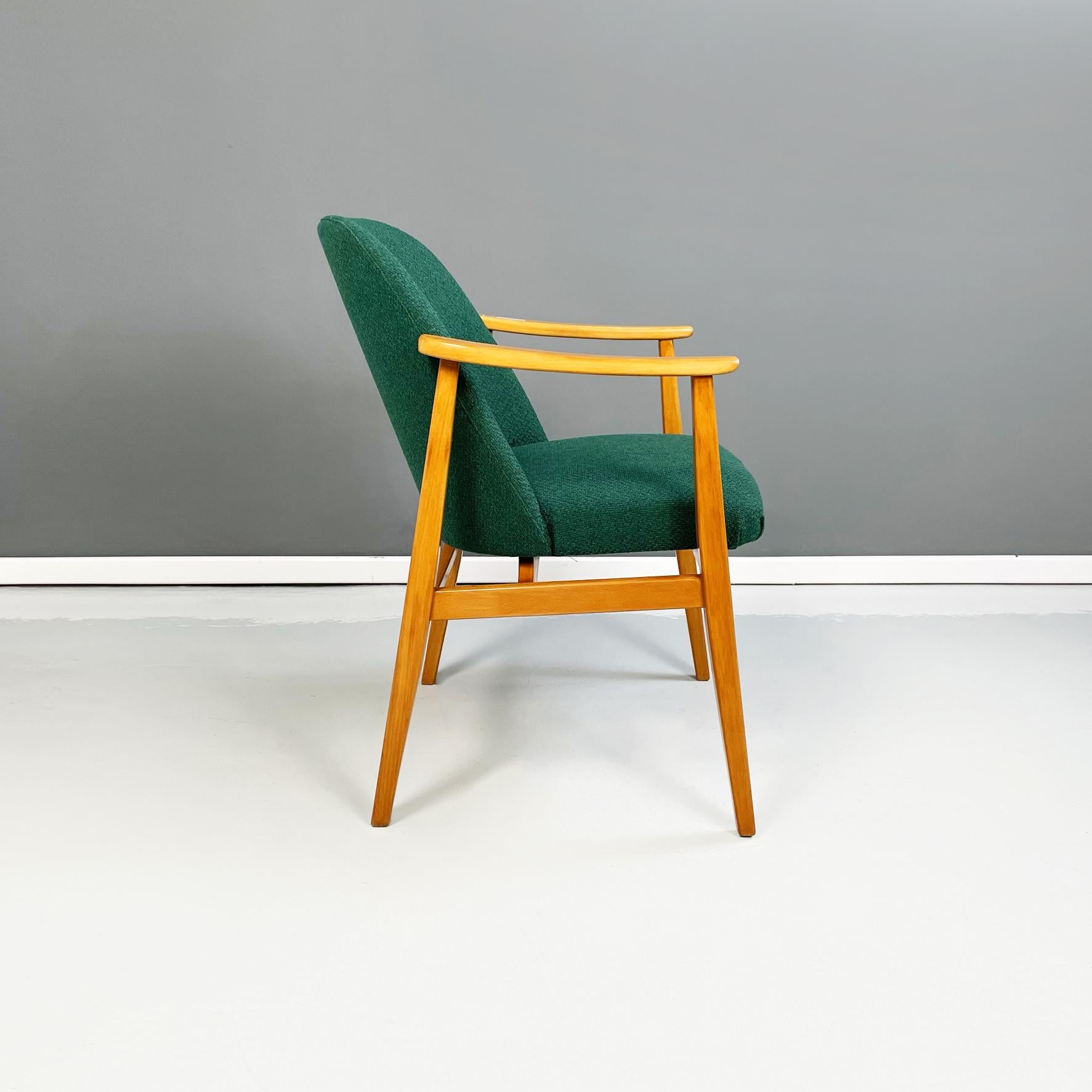 Danish Mid-Century Modern Armchairs in Forest Green Fabric and Wood, 1960s For Sale 1