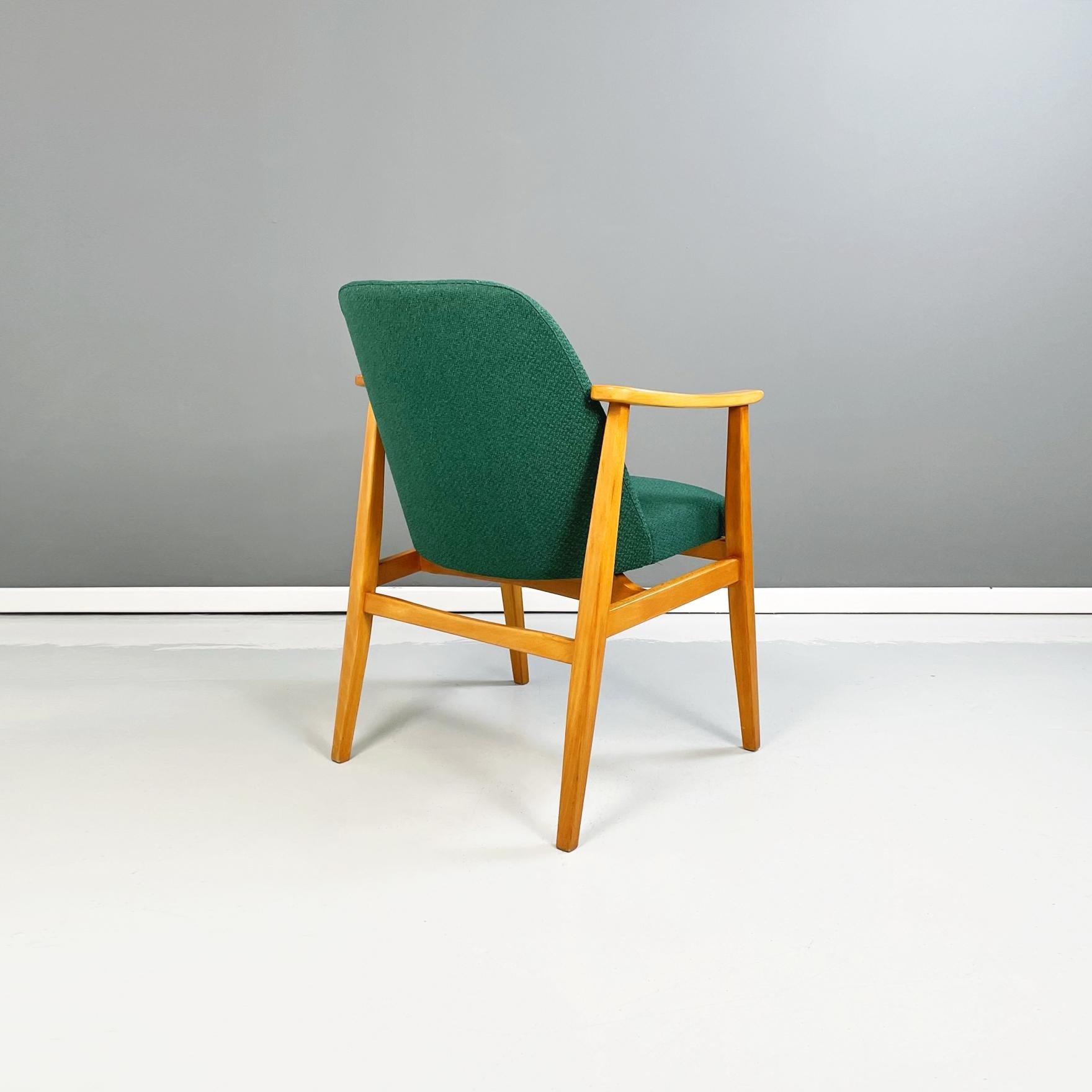 Danish Mid-Century Modern Armchairs in Forest Green Fabric and Wood, 1960s For Sale 2