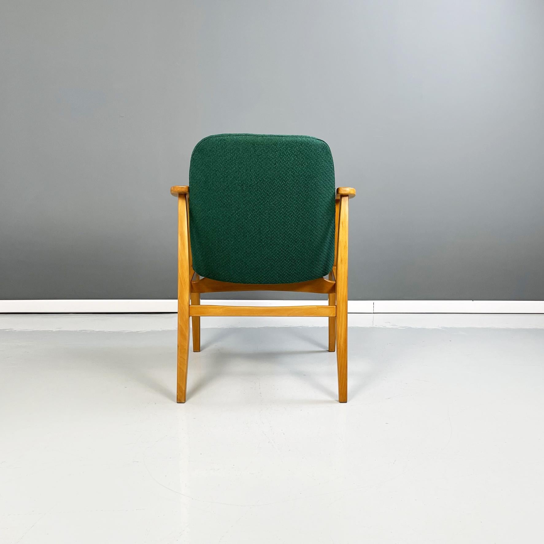 Danish Mid-Century Modern Armchairs in Forest Green Fabric and Wood, 1960s For Sale 3