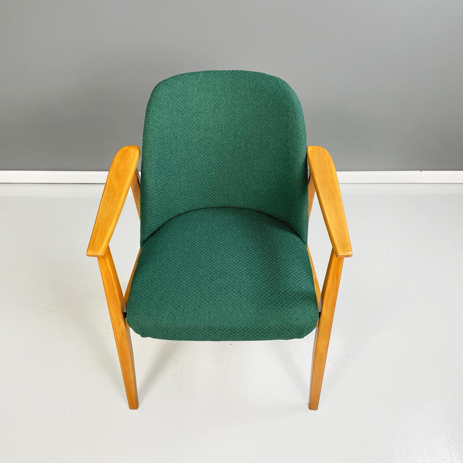 Danish Mid-Century Modern Armchairs in Forest Green Fabric and Wood, 1960s For Sale 4