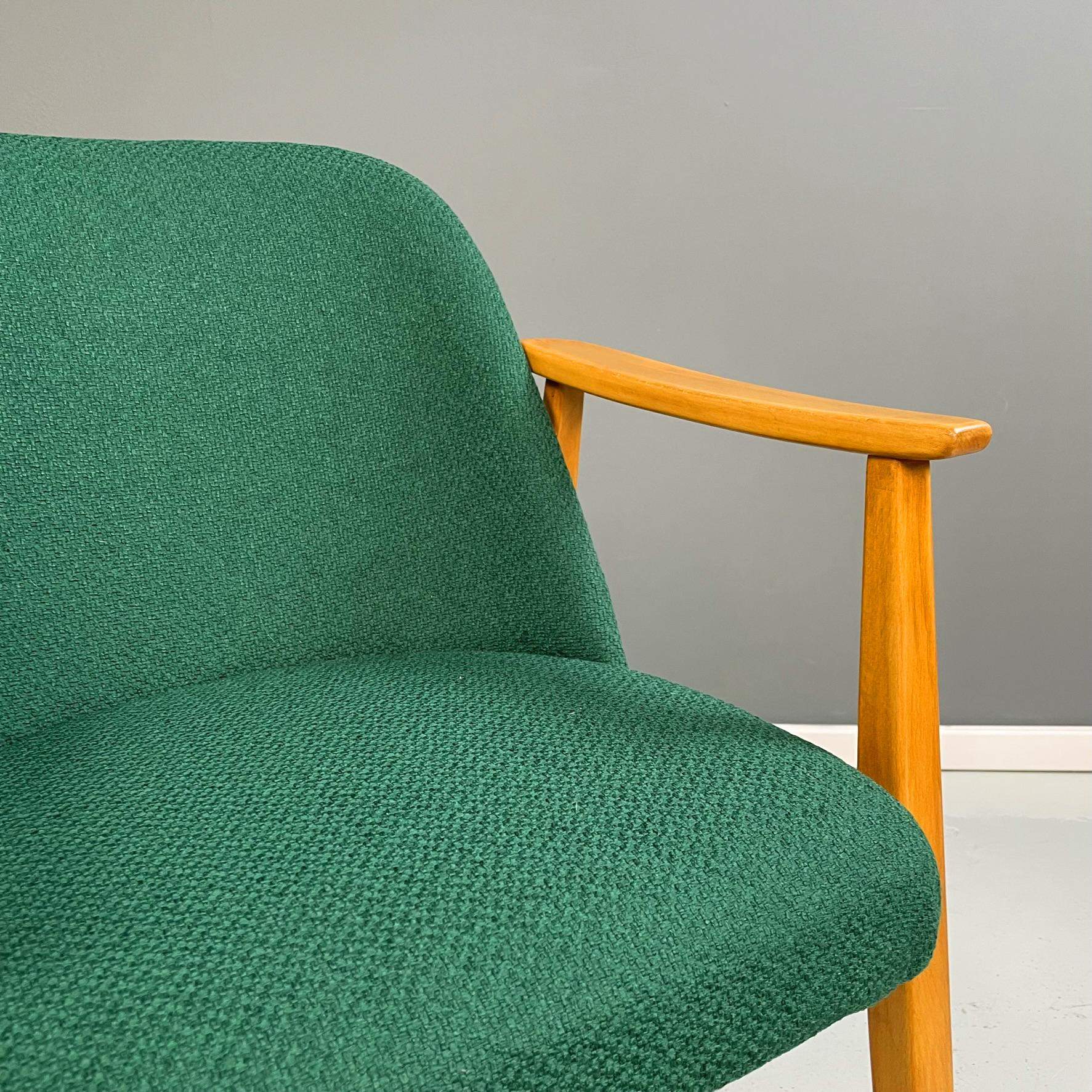 Danish Mid-Century Modern Armchairs in Forest Green Fabric and Wood, 1960s For Sale 5