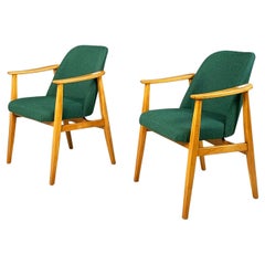 Danish Mid-Century Modern Armchairs in Forest Green Fabric and Wood, 1960s