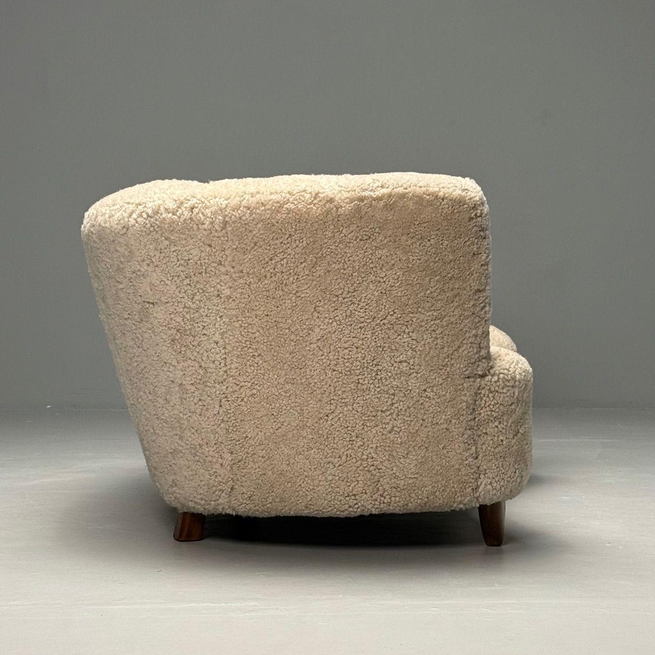 Cuir de mouton The Moderns Modernity, Canapé Banane, Beige Shearling, Beech, Danemark, années 1950 en vente