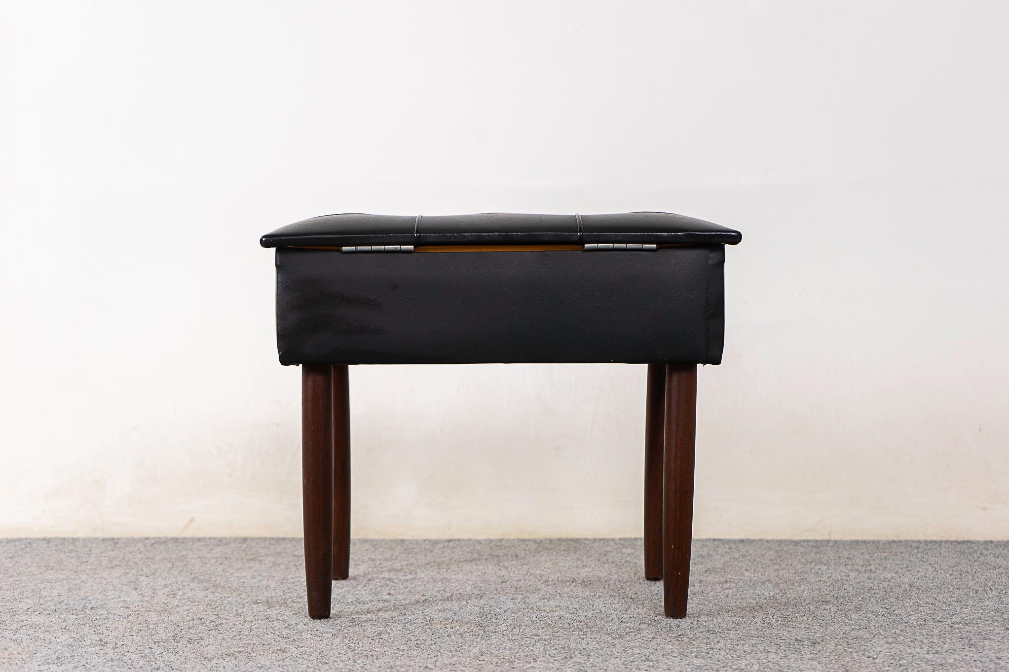 Danish Mid-Century Modern Beech and Vinyl Footstool with Storage For Sale 5