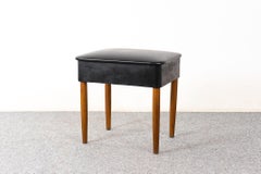 Danish Mid-Century Modern Beech and Vinyl Footstool with Storage