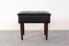 Danish Mid-Century Modern Beech and Vinyl Footstool with Storage