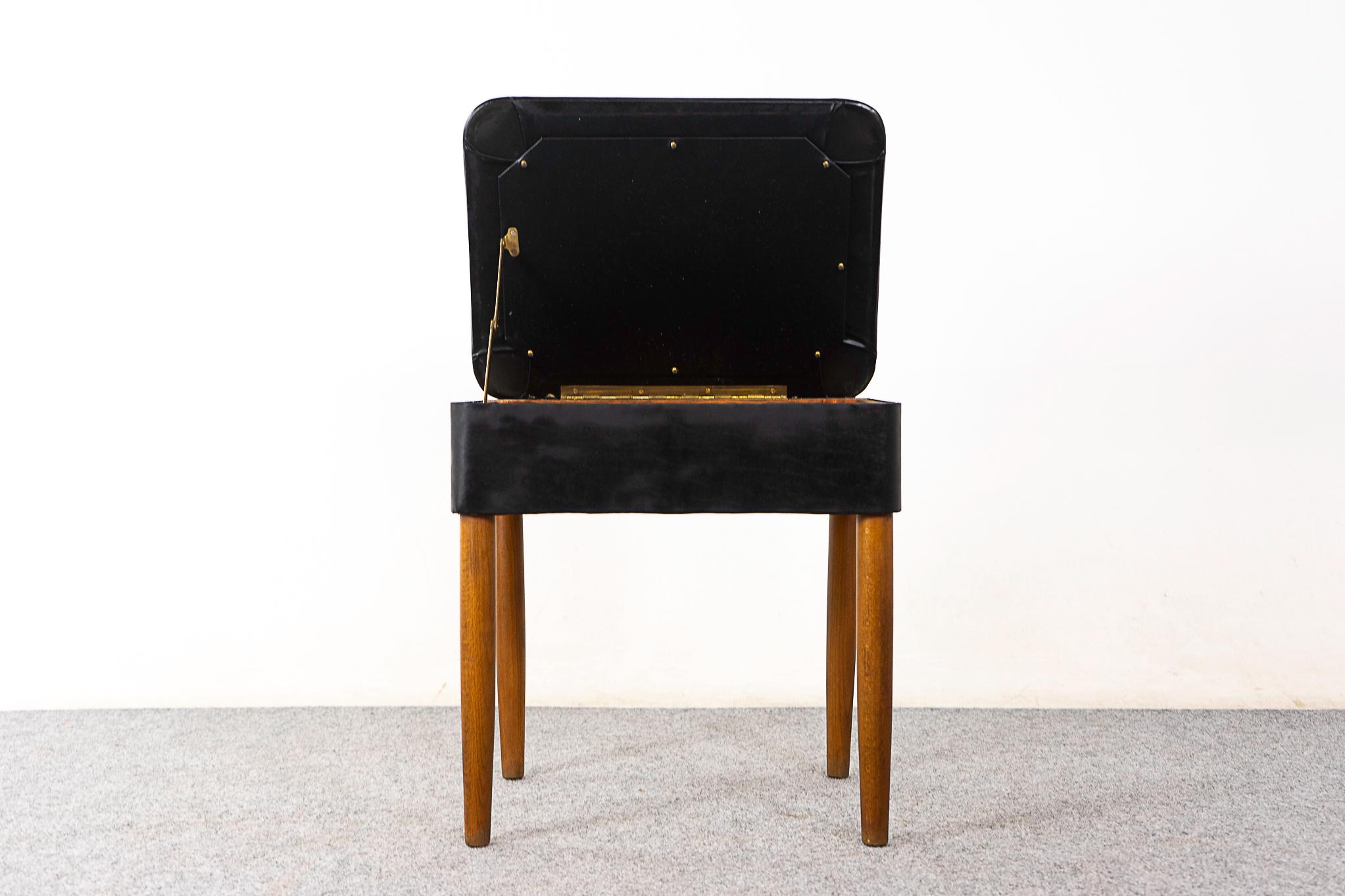 Scandinavian Modern Danish Mid-Century Modern Beech and Vinyl Footstool with Storage For Sale