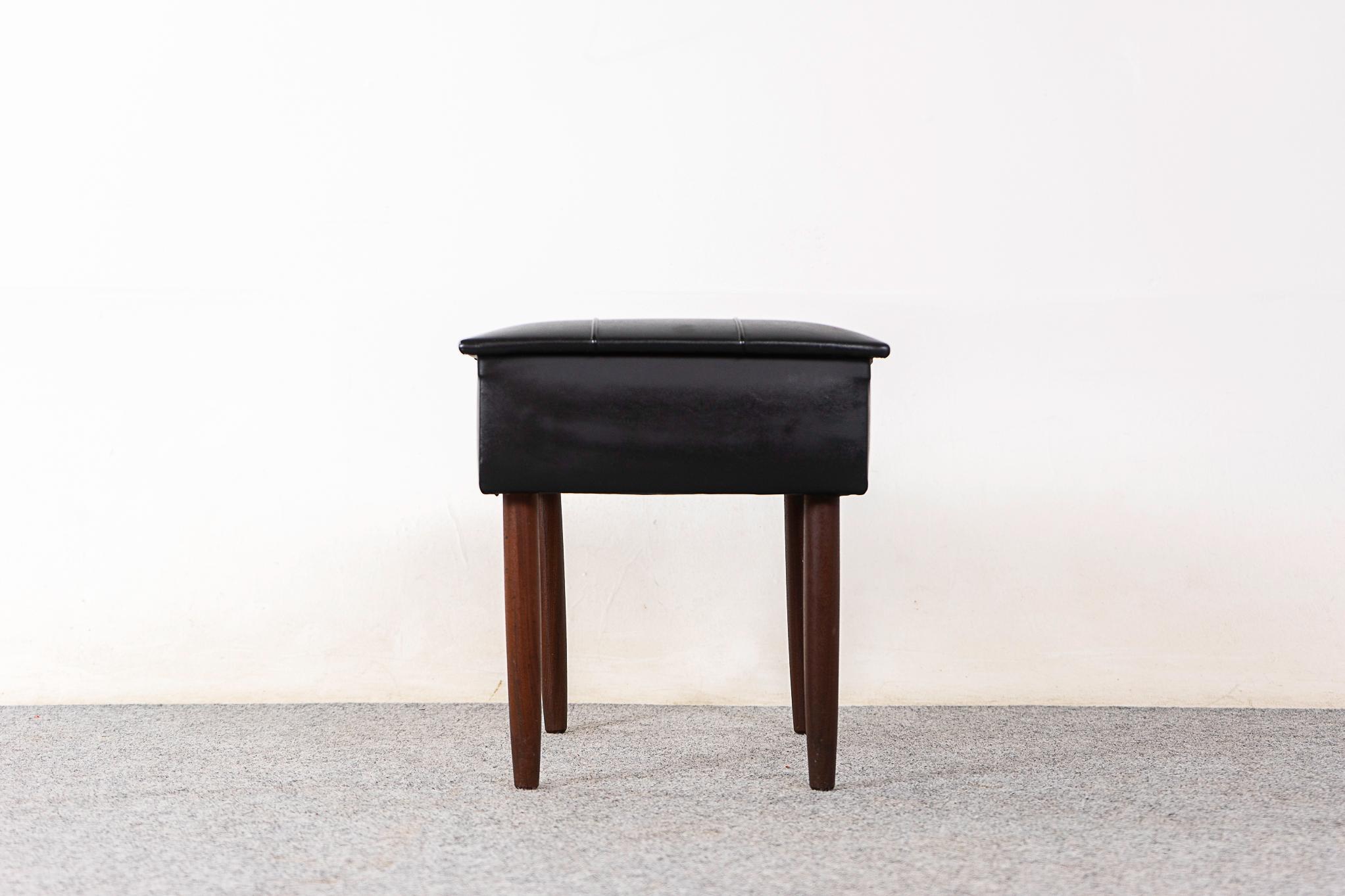 Danish Mid-Century Modern Beech and Vinyl Footstool with Storage For Sale 4