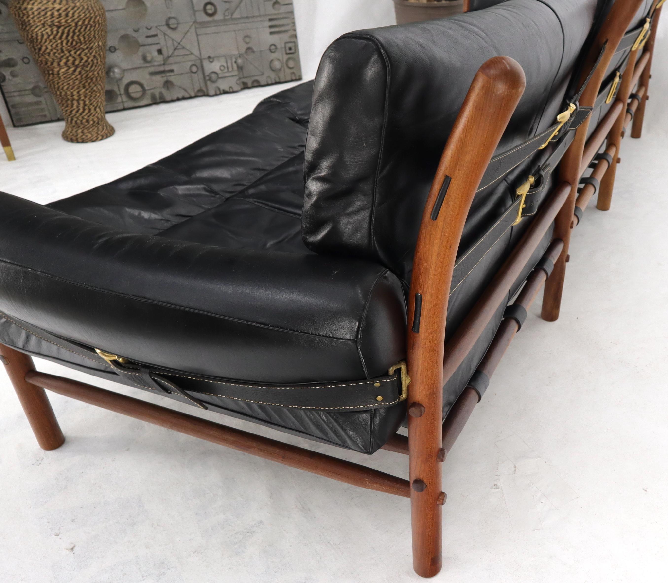 Danish Mid-Century Modern Black Leather Arne Norell Kontiki Sofa 1