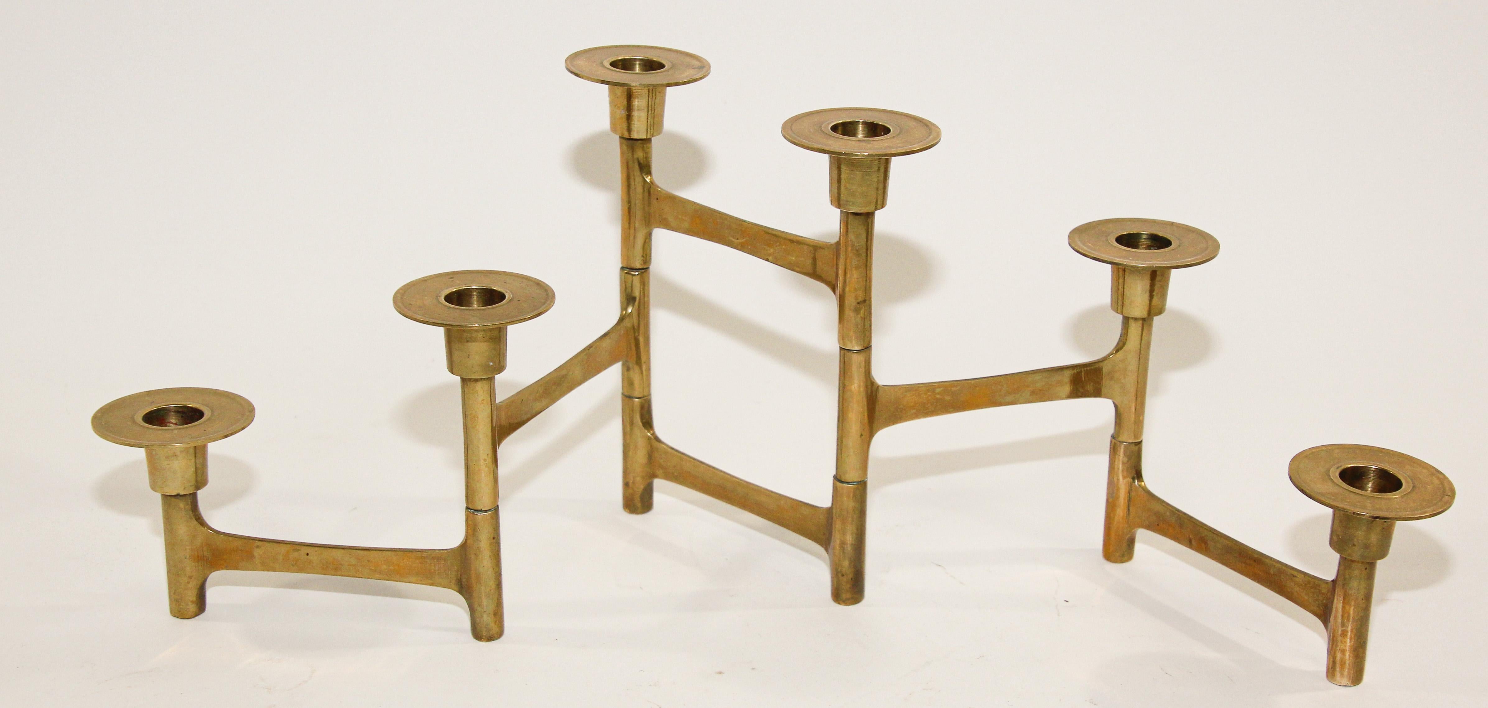 Danish Mid-Century Modern Brass Articulating Candleholder Nagel Style 4