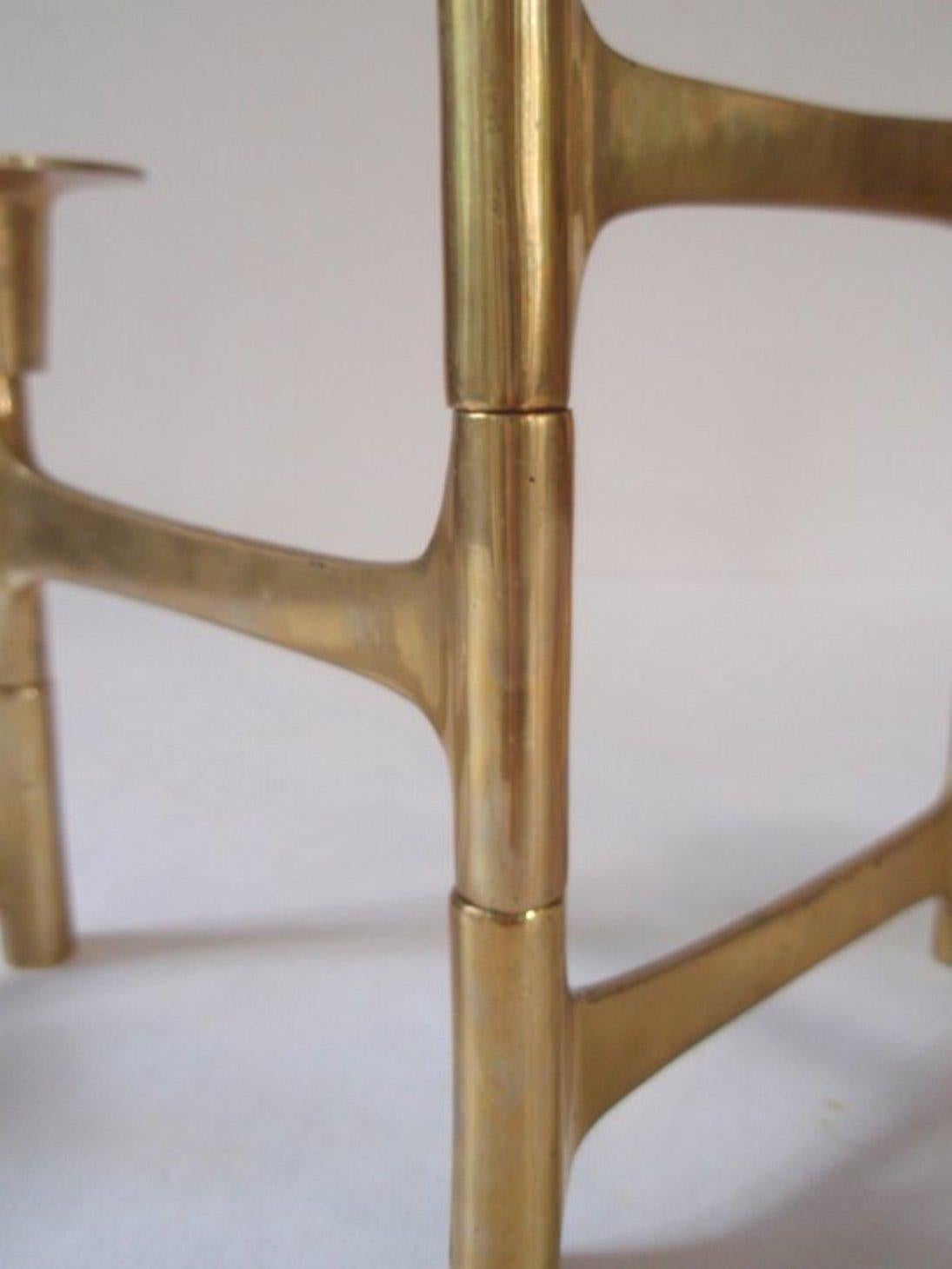 Danish Mid-Century Modern Brass Articulating Candleholder Nagel Style 3