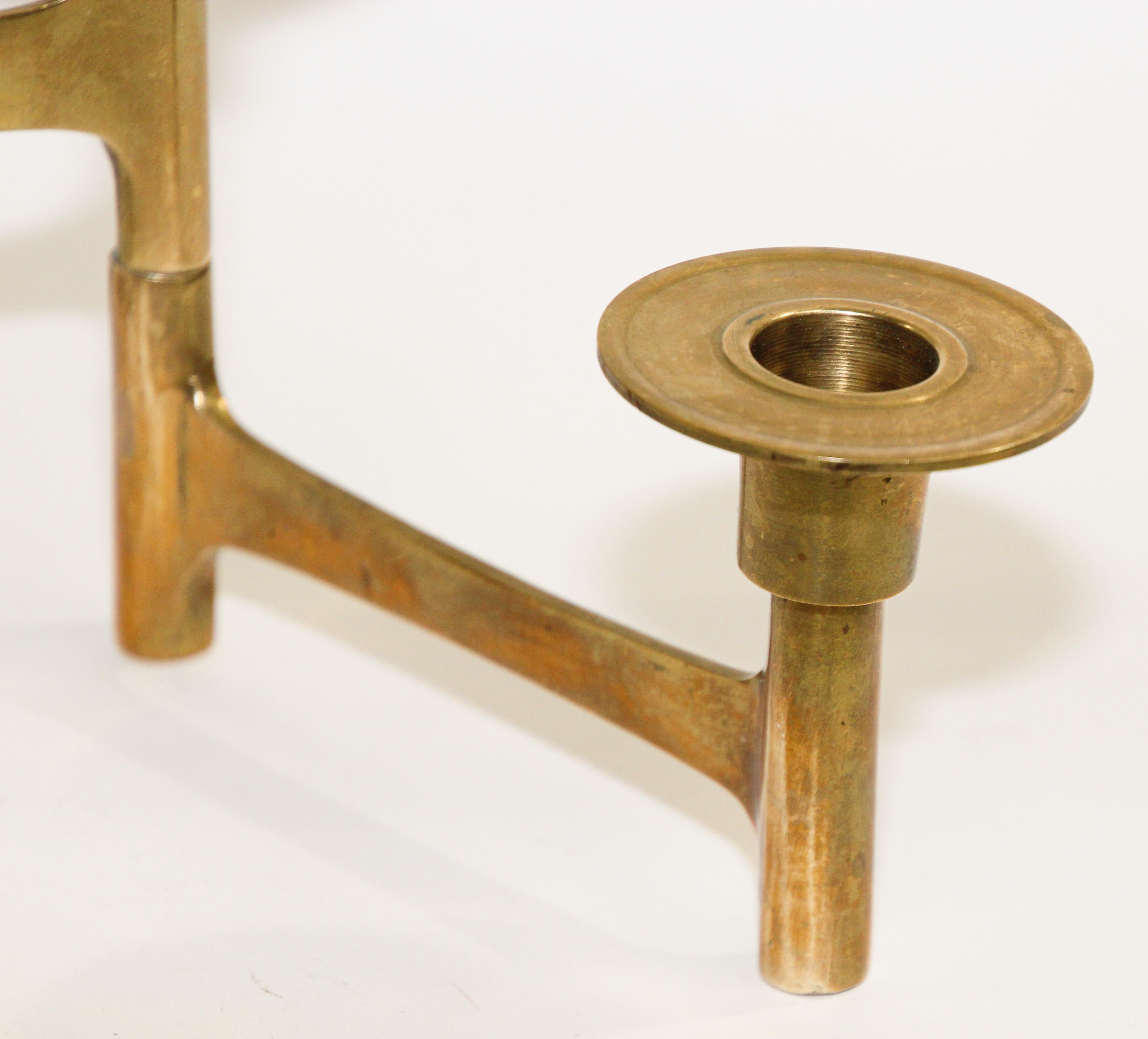 Danish Mid-Century Modern Brass Articulating Candleholder Nagel Style 5