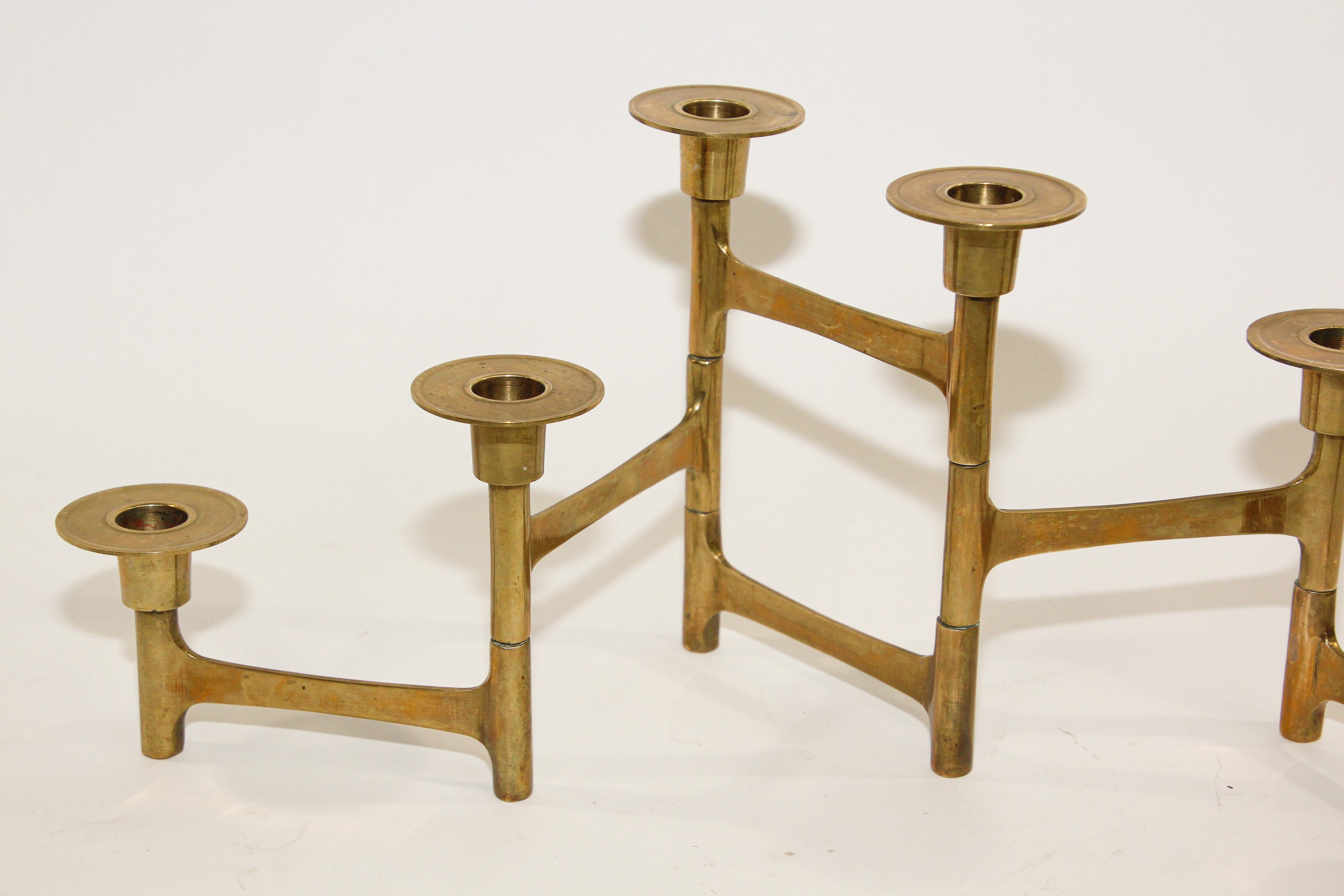 Danish Mid-Century Modern Brass Articulating Candleholder Nagel Style 7