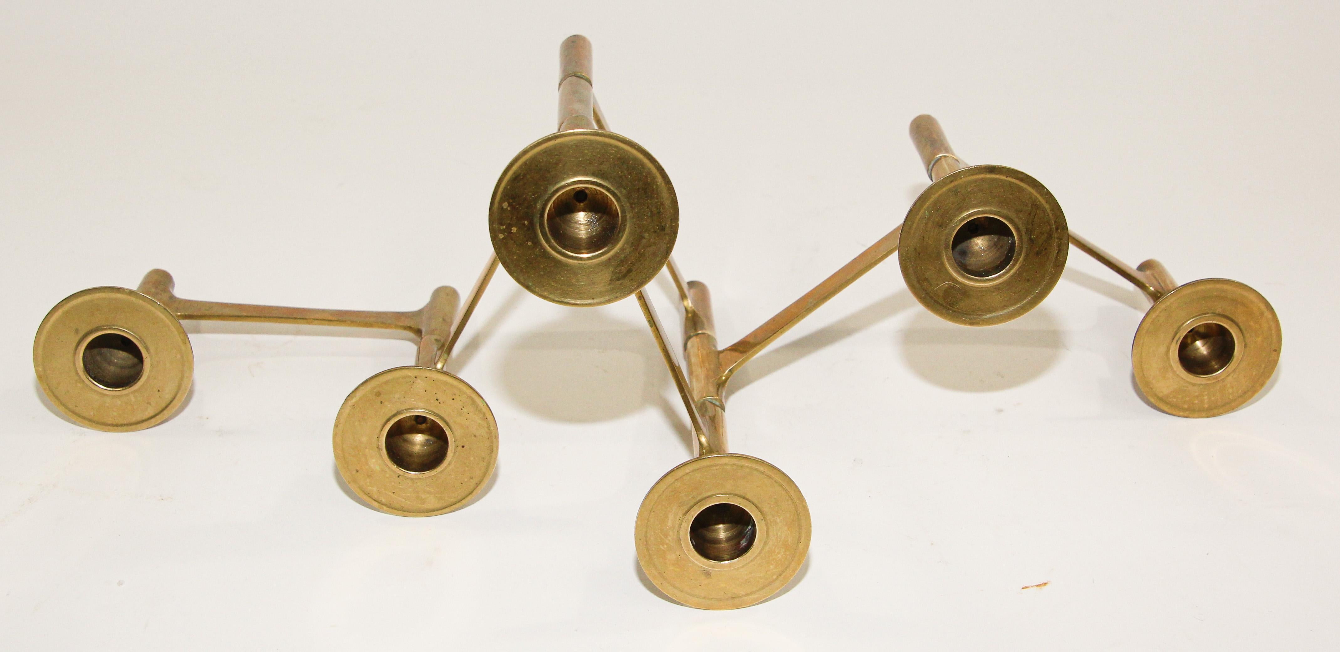 Danish Mid-Century Modern Brass Articulating Candleholder Nagel Style 9