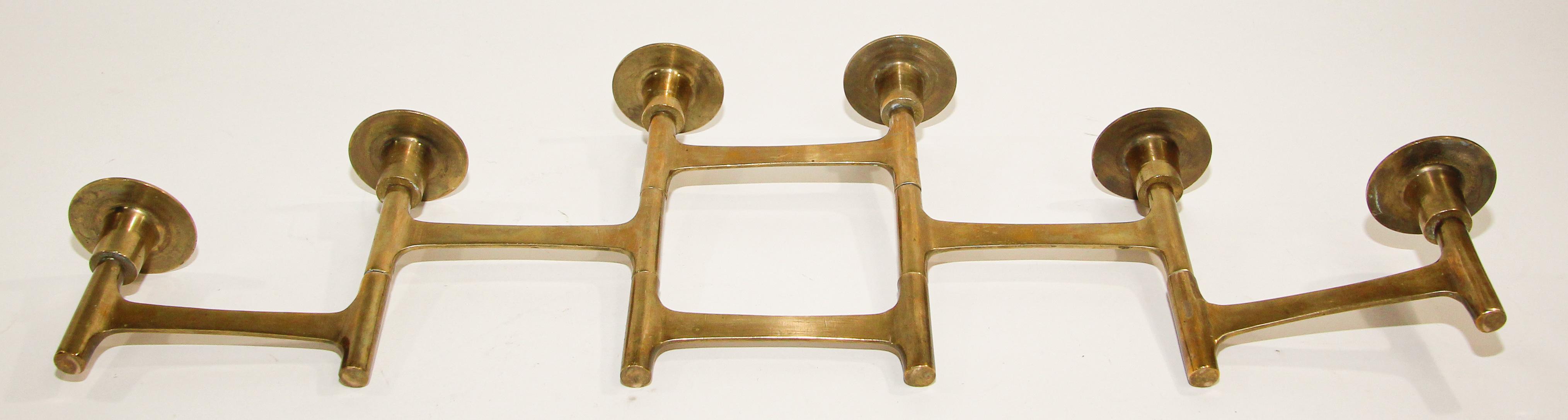 Danish Mid-Century Modern Brass Articulating Candleholder Nagel Style 12