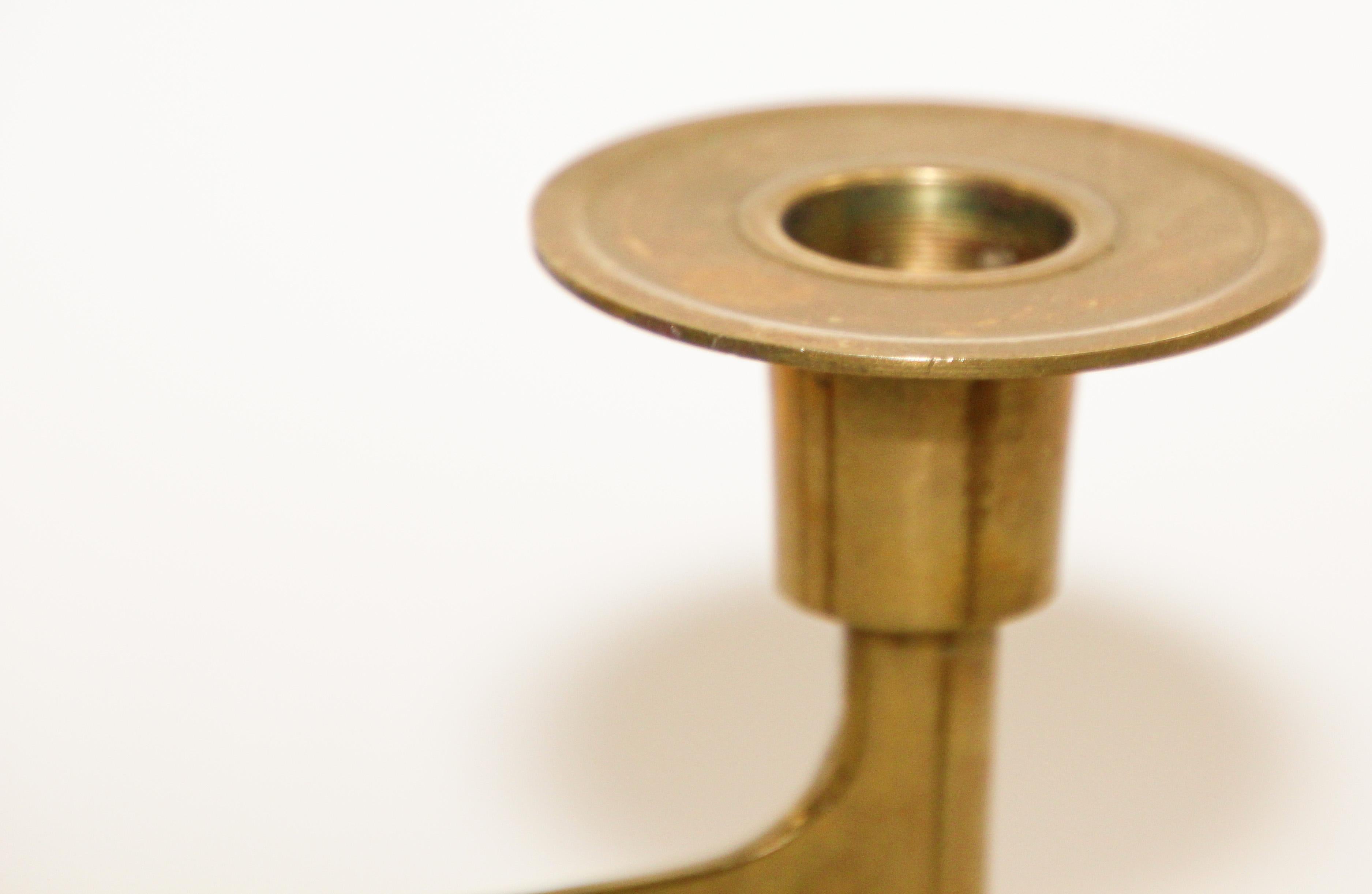 Danish Mid-Century Modern Brass Articulating Candleholder Nagel Style 14