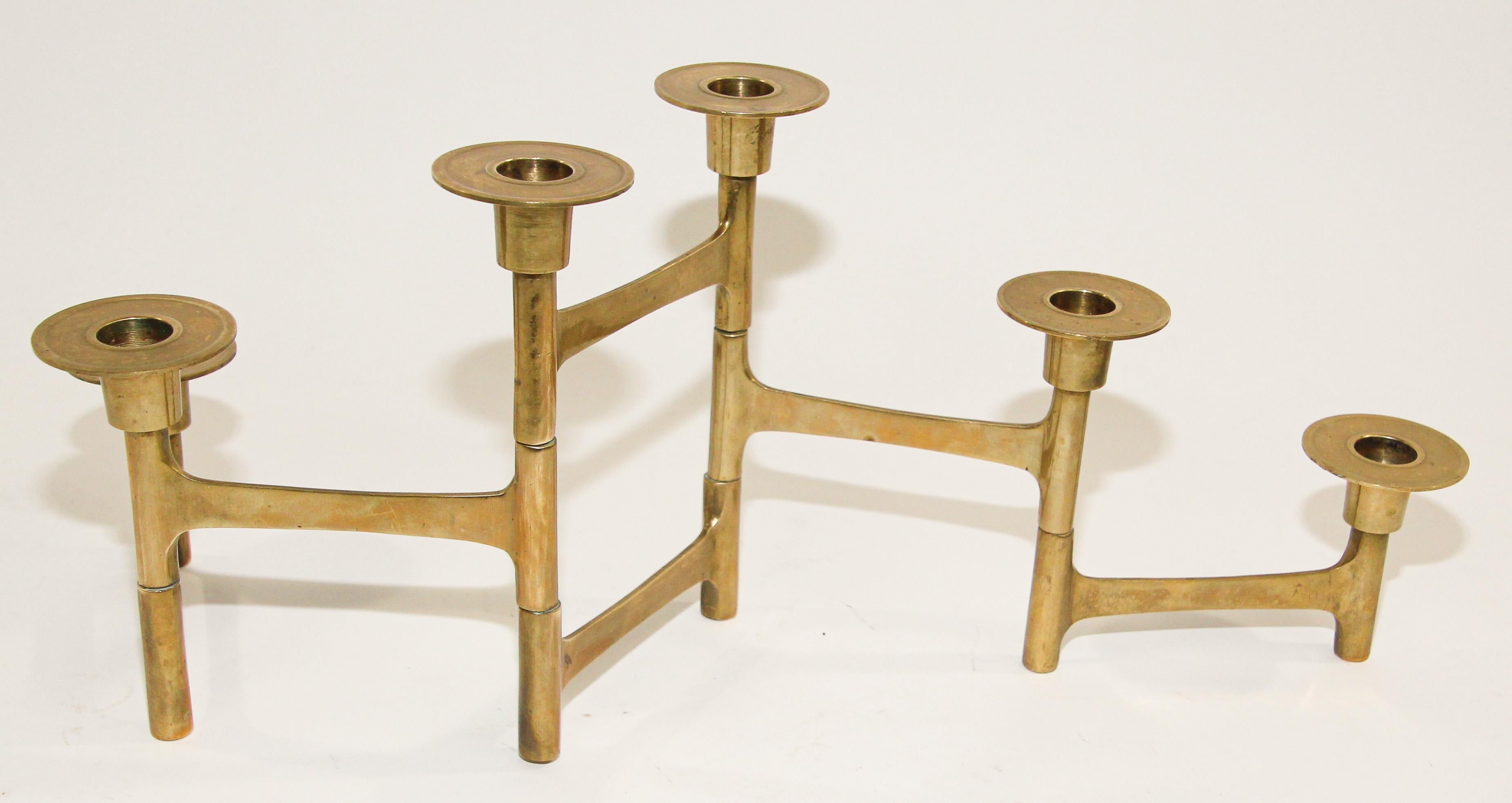 20th Century Danish Mid-Century Modern Brass Articulating Candleholder Nagel Style