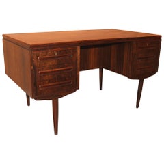 Danish Mid-Century Modern Brazilian Rosewood Executive Desk with Bar