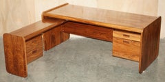 DANISH MID CENTURY MODERN BRAZILIAN WOOD OFFICE LEFT CORNER DESK PART OF SUiTE